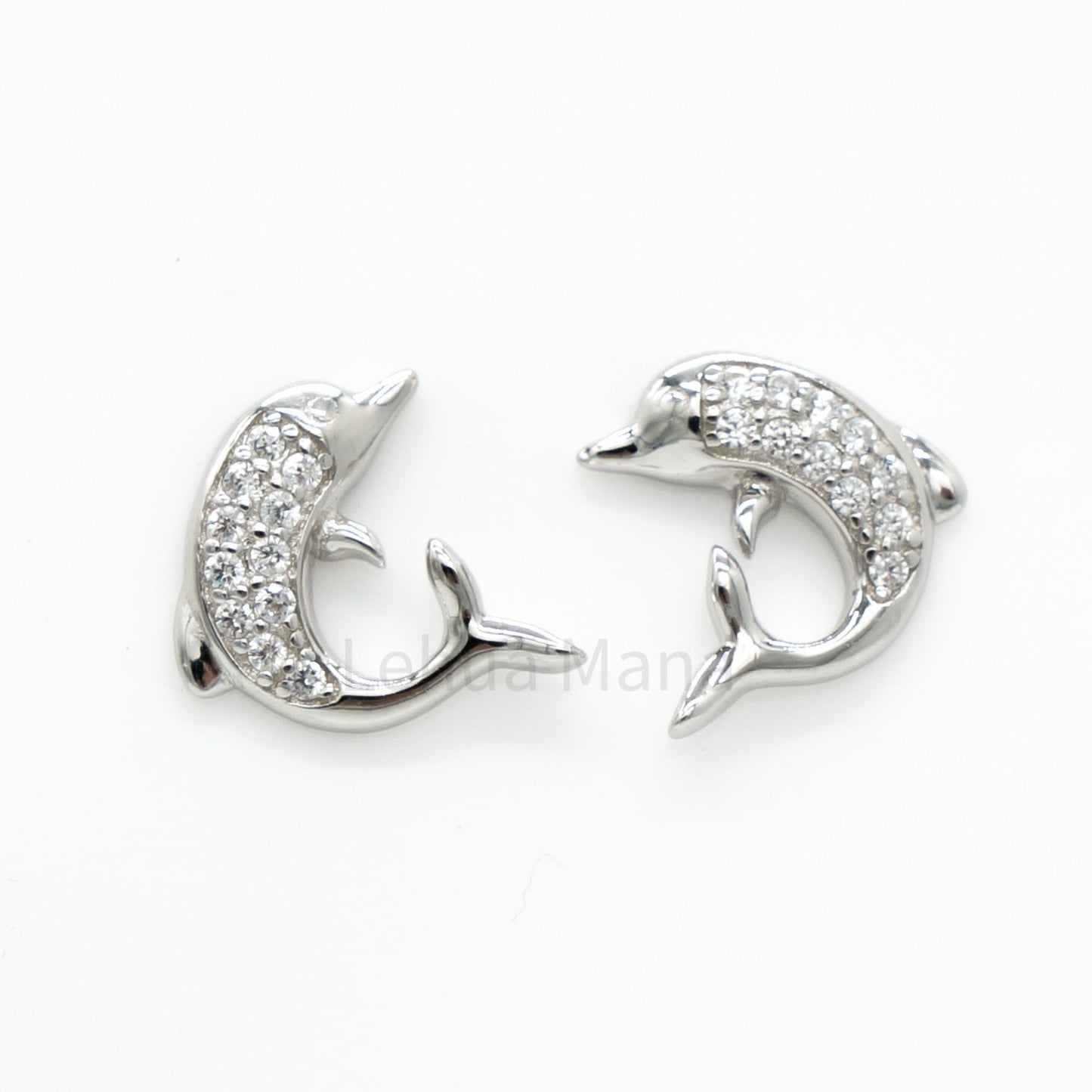 925 Silver CZ Dolphin Post Earrings, CZ Earrings, Cubic Zirconia Earrings, 925 Sterling Silver Jewelry, Dolphin Earrings, Stud Earrings