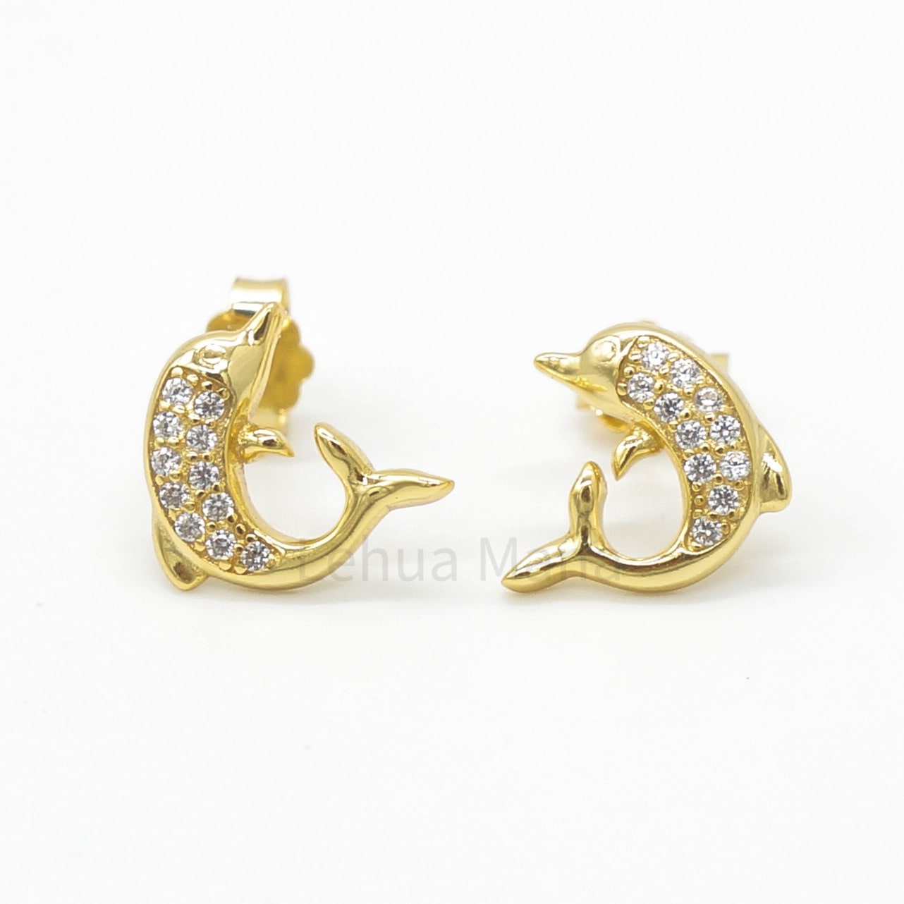 925 Silver CZ Dolphin Post Earrings, CZ Earrings, Cubic Zirconia Earrings, 925 Sterling Silver Jewelry, Dolphin Earrings, Stud Earrings