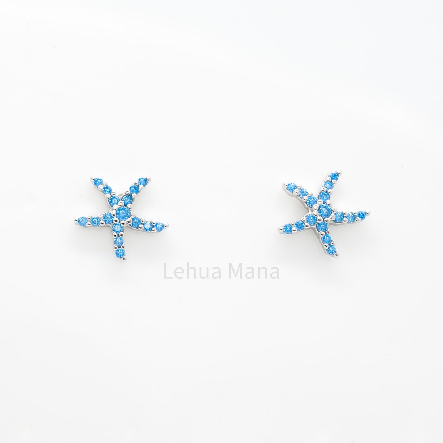 925 Sterling Silver CZ Hawaiian Starfish Stud Earrings