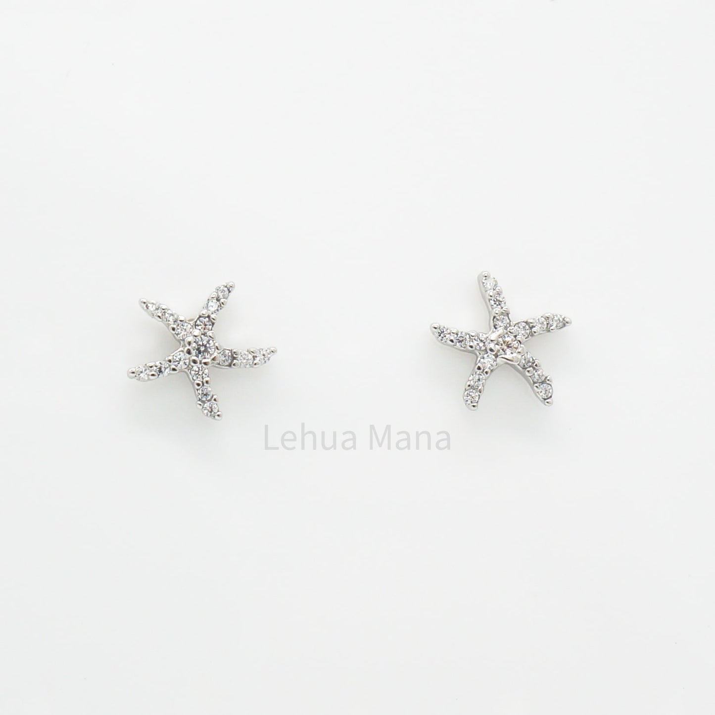 925 Sterling Silver CZ Hawaiian Starfish Stud Earrings