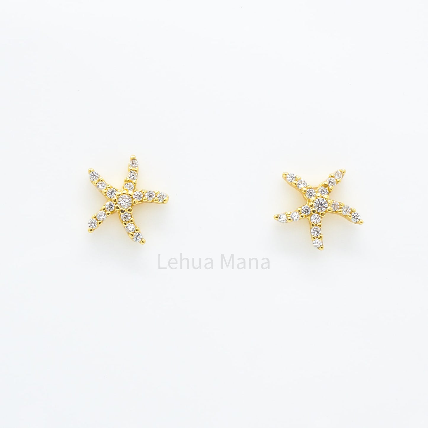 925 Sterling Silver CZ Hawaiian Starfish Stud Earrings