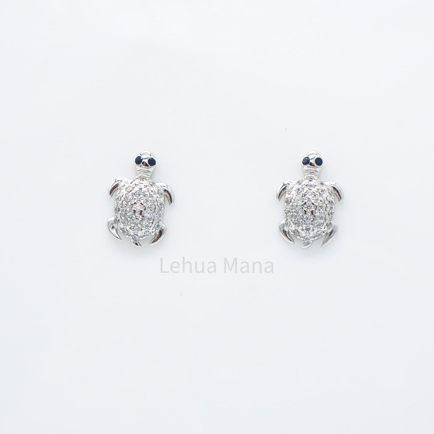 925 Sterling Silver CZ Hawaiian Sea Turtle Stud Earrings