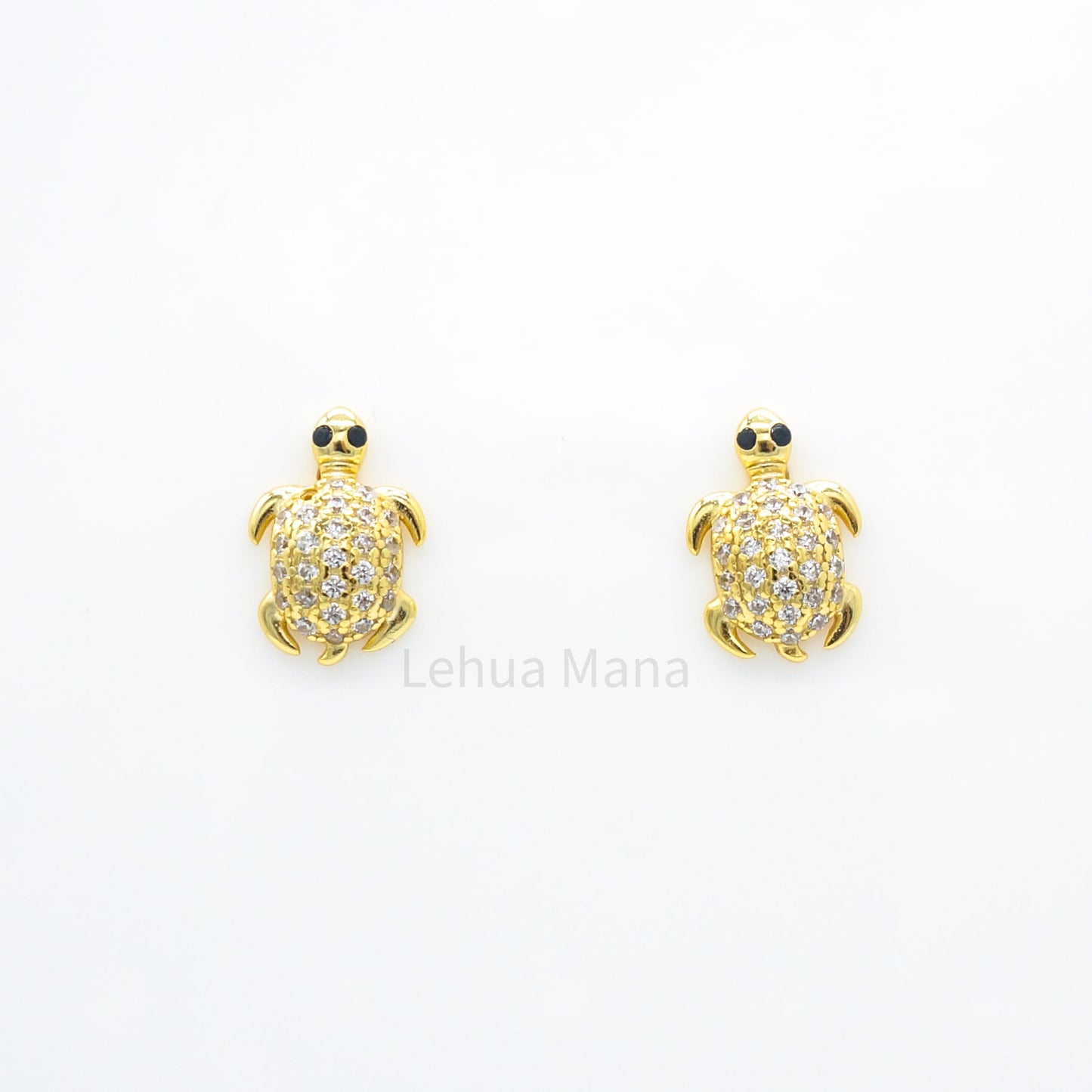 925 Sterling Silver CZ Hawaiian Sea Turtle Stud Earrings