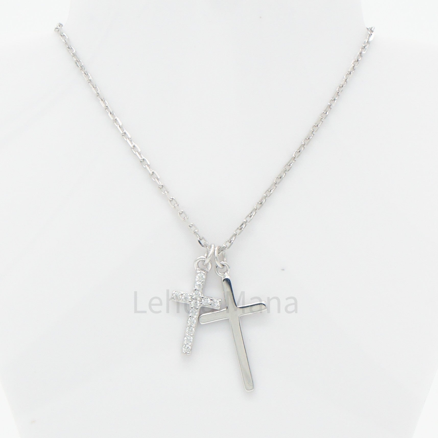 925 Silver CZ Cross Necklace, CZ Necklace, Cubic Zirconia Necklace, 925 Sterling Silver Jewelry, Cross Necklace
