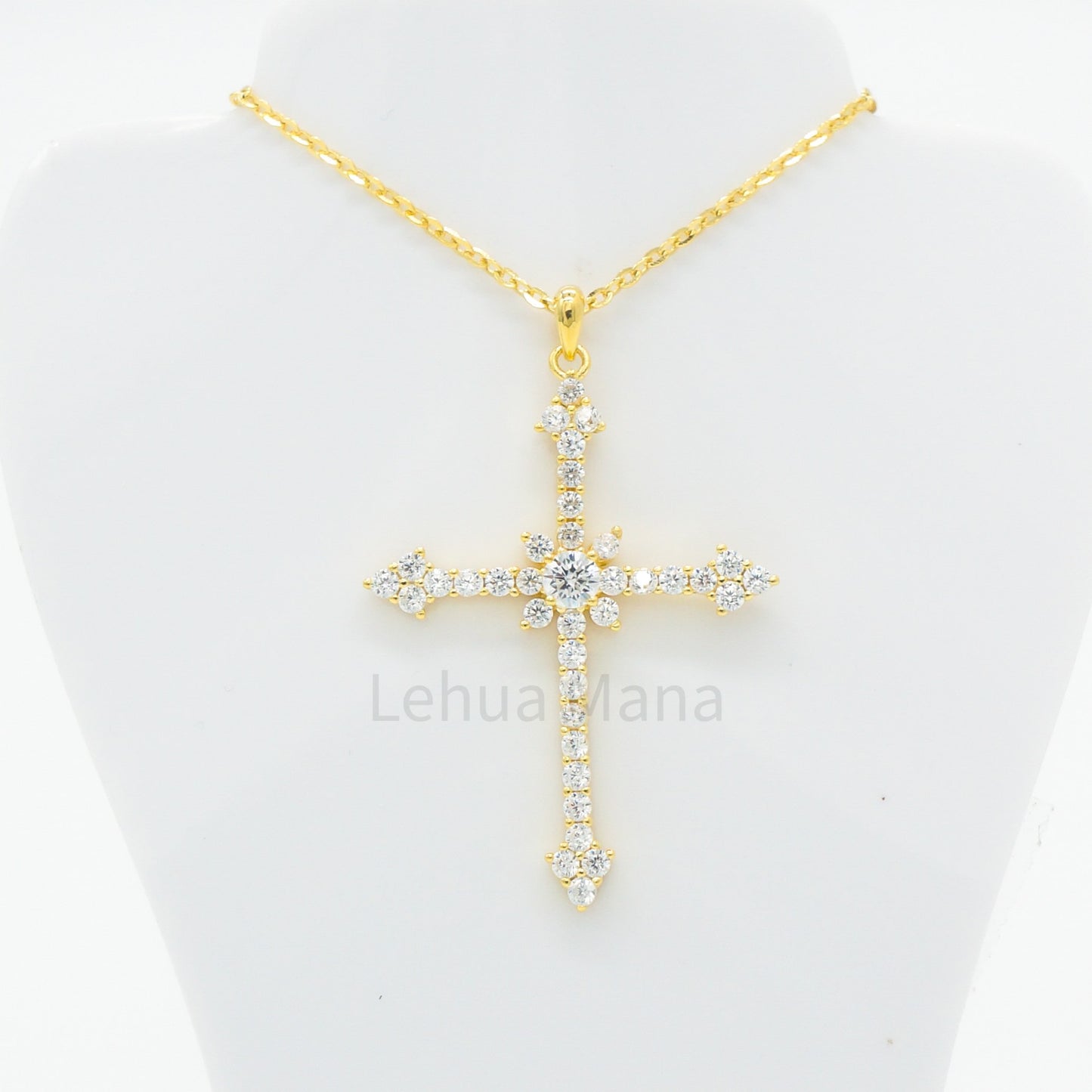 925 Silver CZ Cross Necklace, CZ Necklace, Cubic Zirconia Necklace, 925 Sterling Silver Jewelry, Cross Necklace