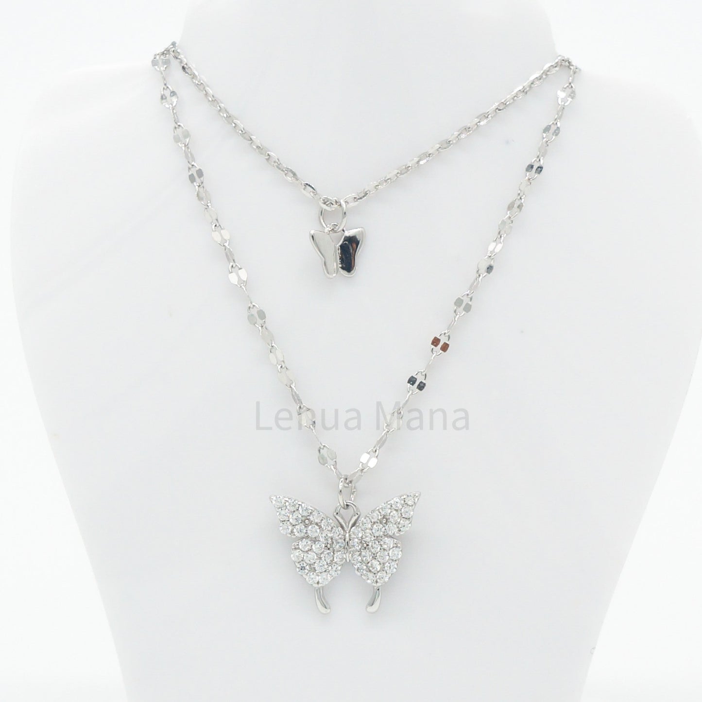925 Silver CZ Butterfly Necklace, CZ Necklace, Cubic Zirconia Necklace, 925 Sterling Silver Jewelry, Butterfly Necklace