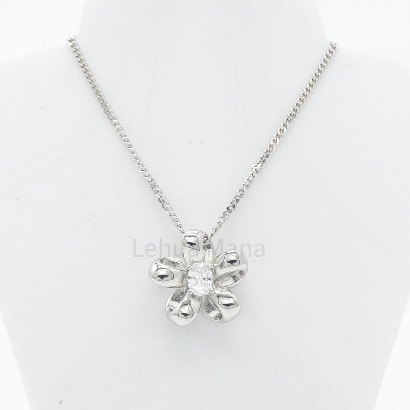 925 Silver CZ Cutout Flower Necklace, CZ Necklace, Cubic Zirconia Necklace, 925 Sterling Silver Jewelry, Cutout Flower Necklace