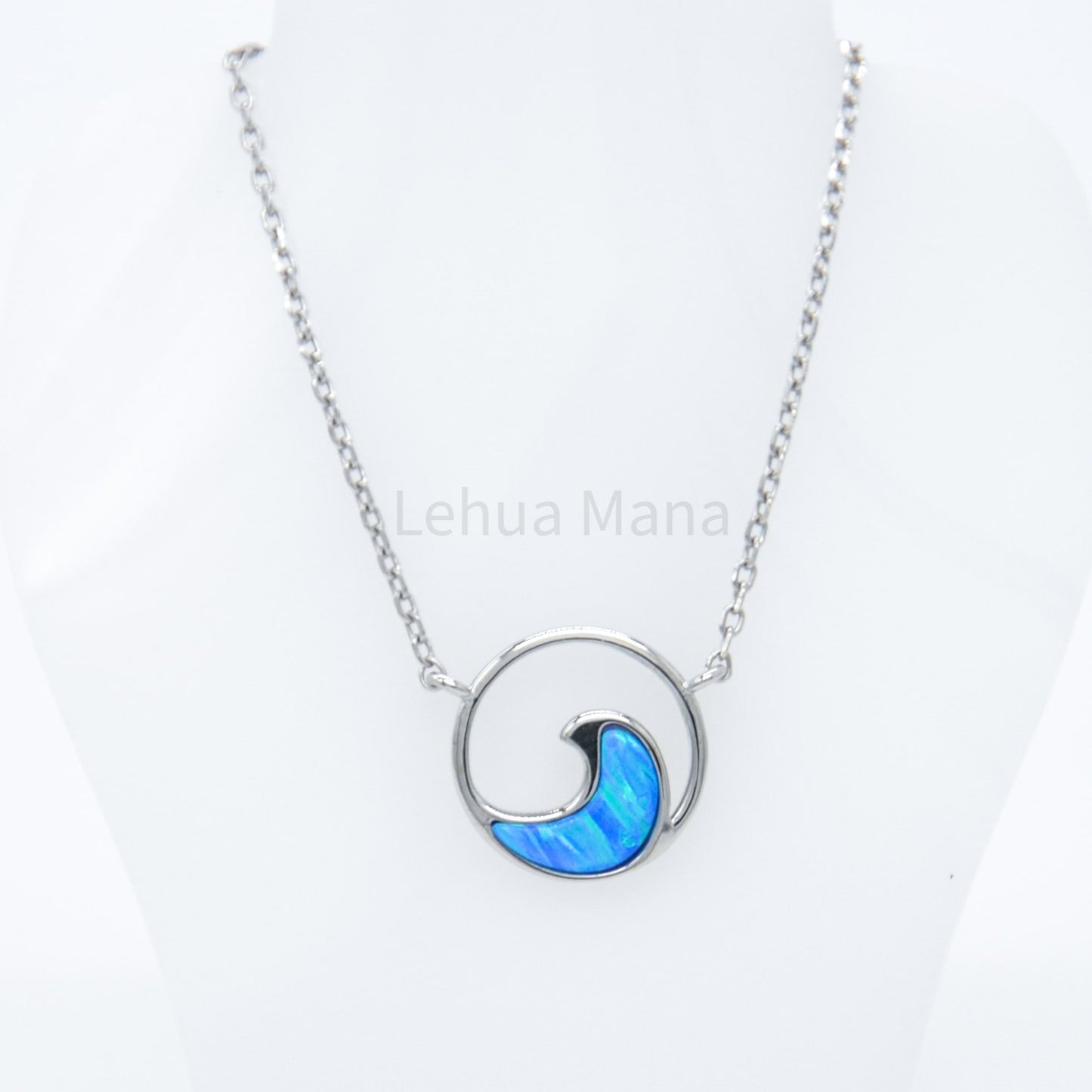 925 Silver Opal Round Wave Necklace, Opal Necklace, 925 Sterling Silver Jewelry, Round Wave Necklace