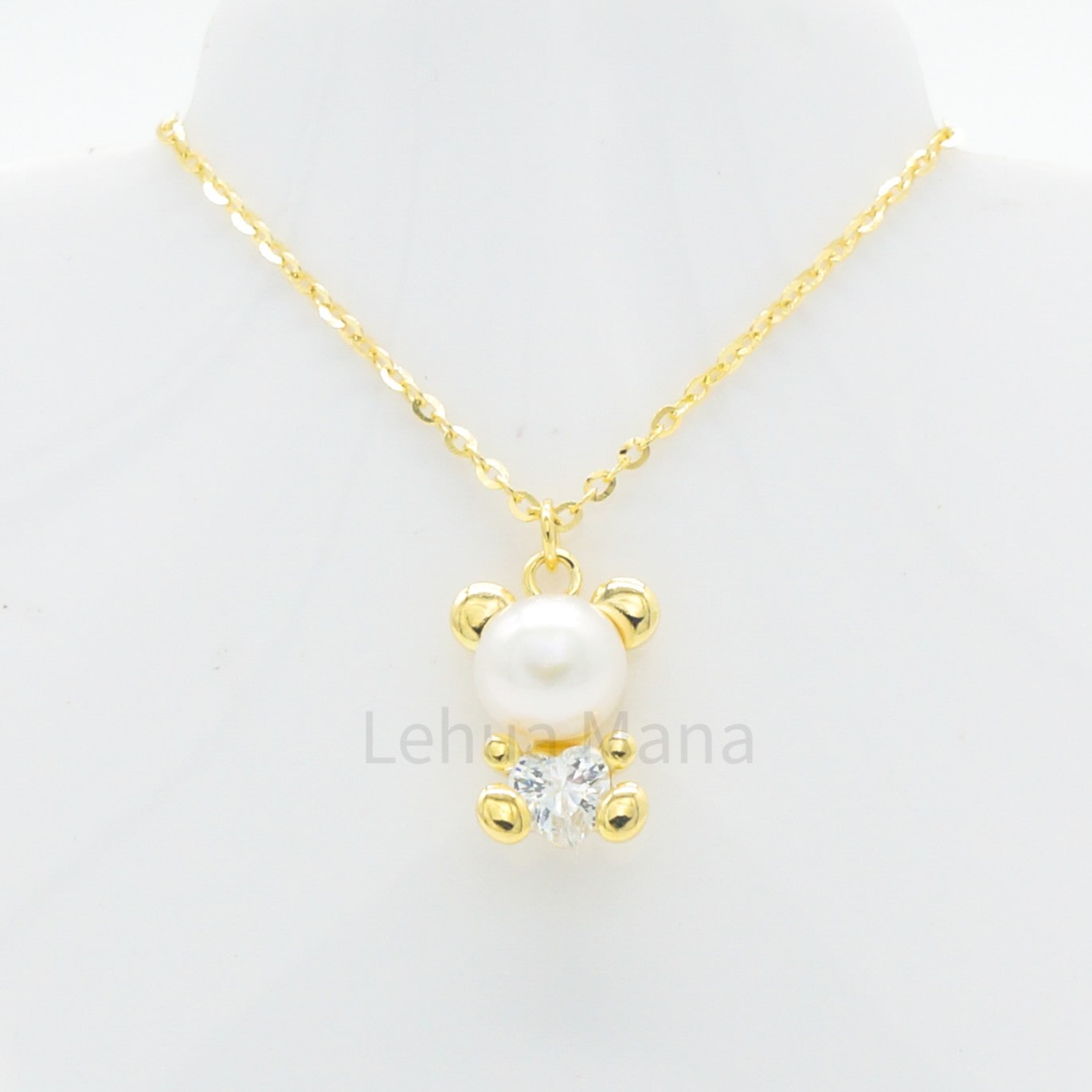 925 Silver CZ Teddy Bear Necklace, CZ Necklace, Cubic Zirconia Necklace, 925 Sterling Silver Jewelry, Teddy Bear Necklace
