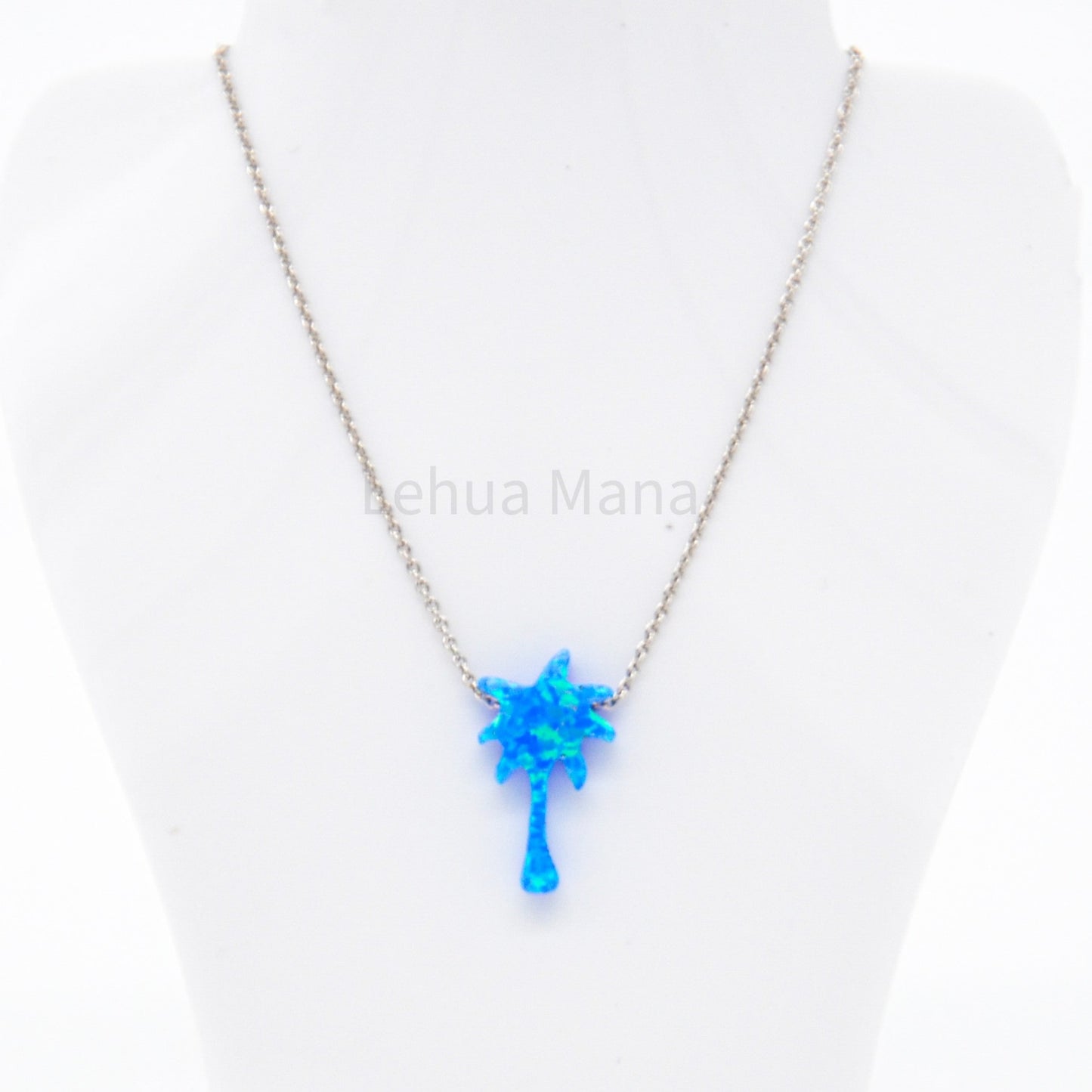 925 Silver Opal Palm Tree Necklace, Opal Necklace, 925 Sterling Silver Jewelry, Palm Tree Necklace
