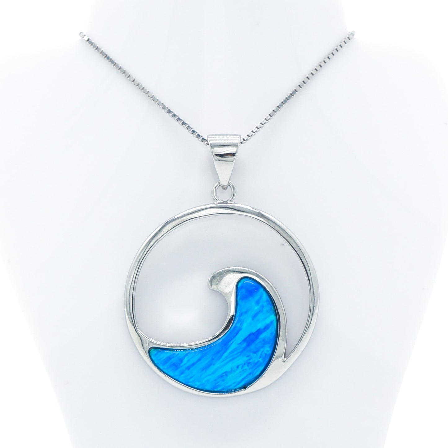 925 Silver Opal Round Wave Necklace, Opal Necklace, 925 Sterling Silver Jewelry, Round Wave Necklace
