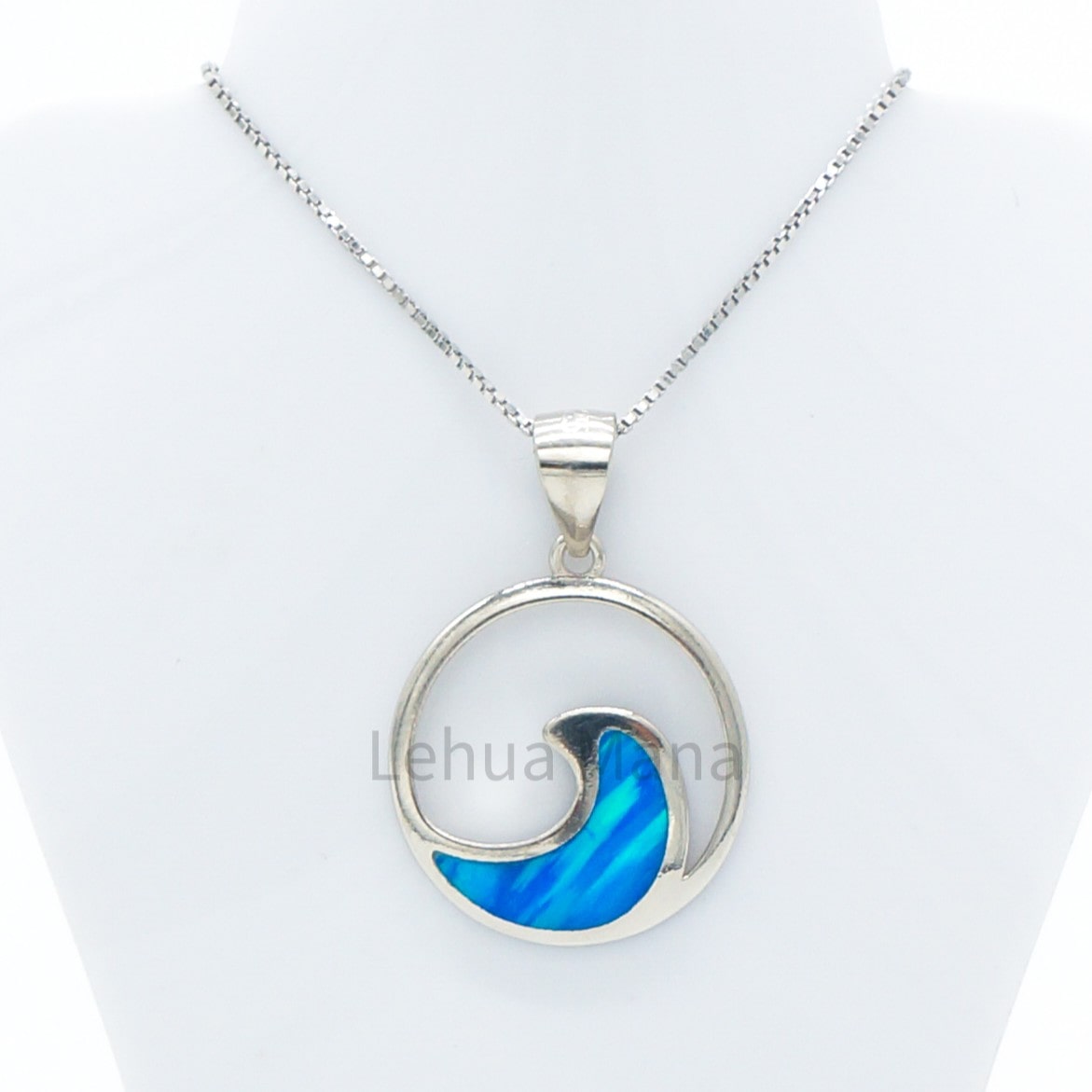 925 Silver Opal Round Wave Necklace, Opal Necklace, 925 Sterling Silver Jewelry, Round Wave Necklace