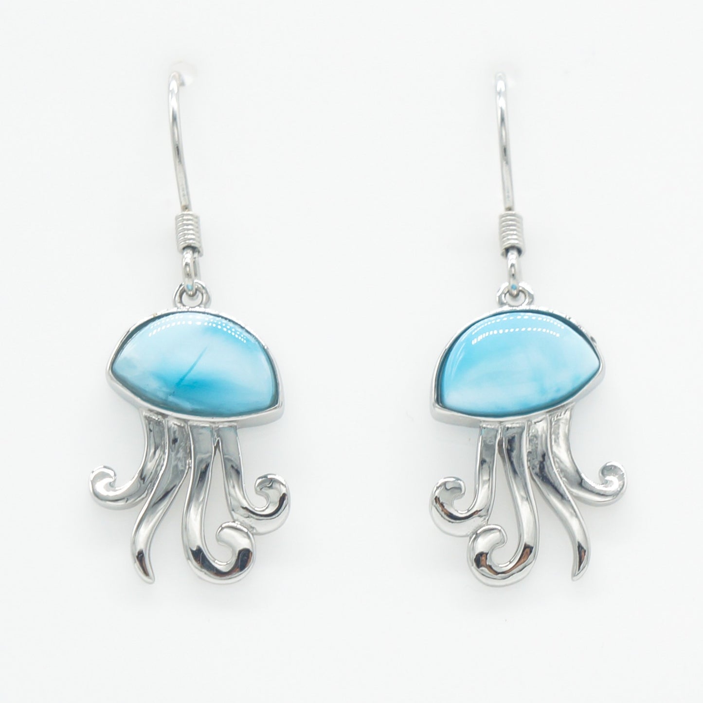 925 Silver Larimar Jellyfish Earrings, Larimar Earrings, 925 Sterling Silver Jewelry, Jellyfish Earrings