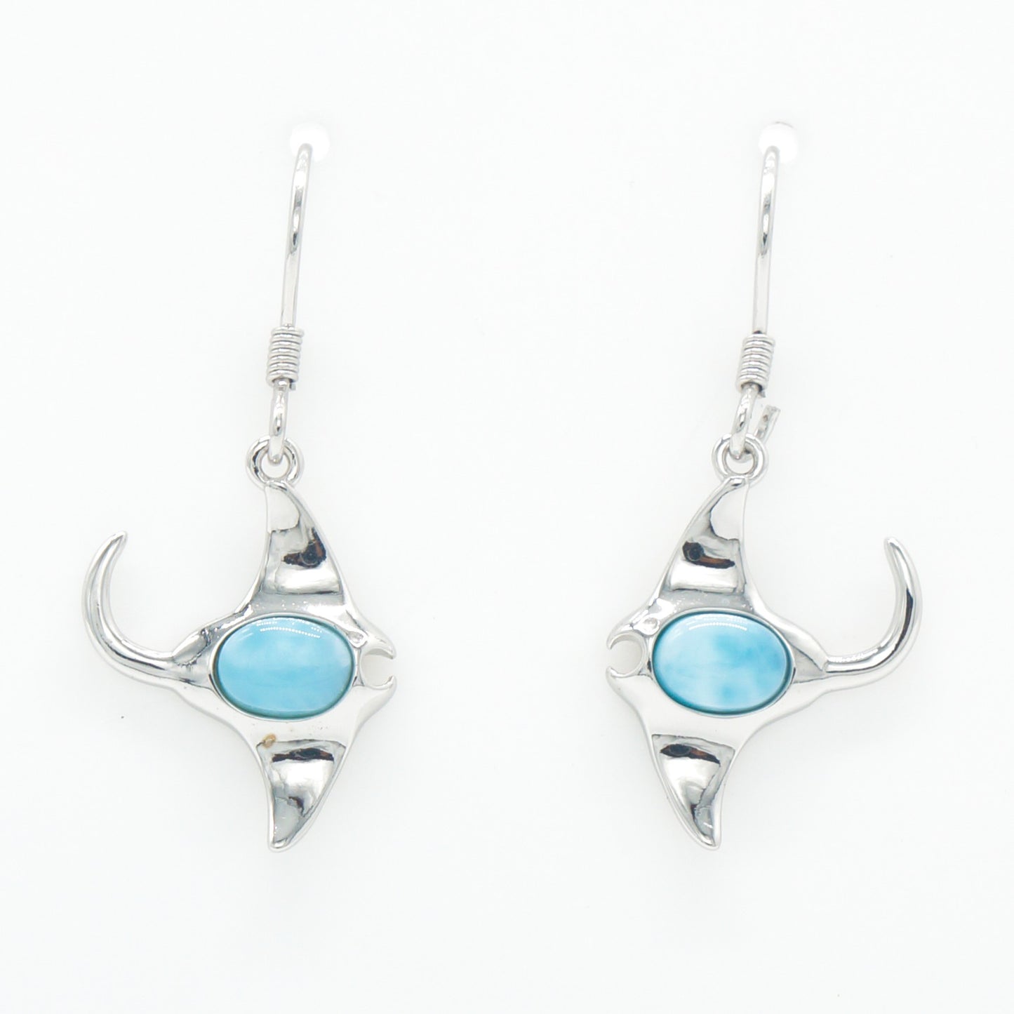 925 Silver Larimar Manta Ray Earrings, Larimar Earrings, 925 Sterling Silver Jewelry, Manta Ray Earrings