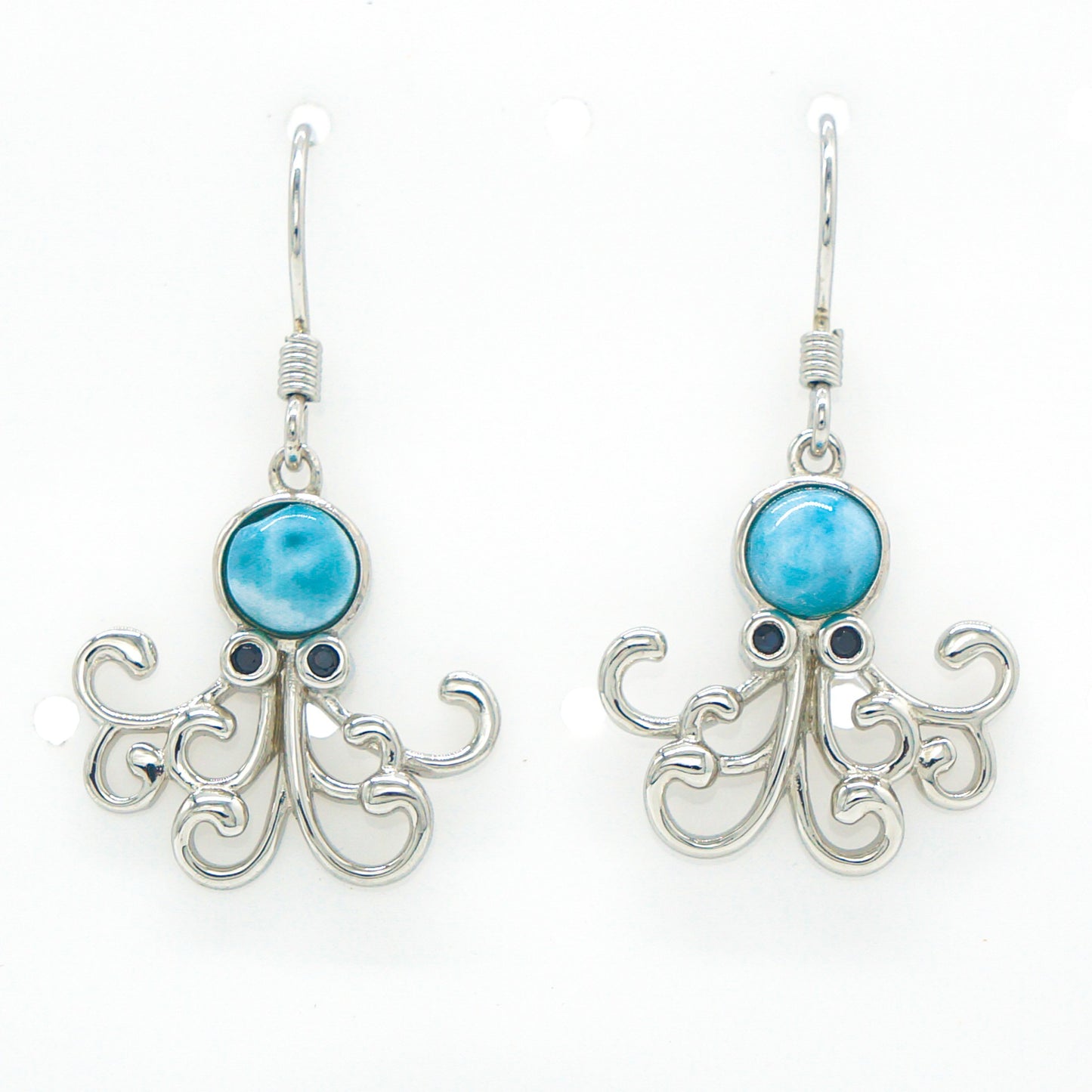 925 Silver Larimar Octopus Earrings, Larimar Earrings, 925 Sterling Silver Jewelry, Octopus Earrings