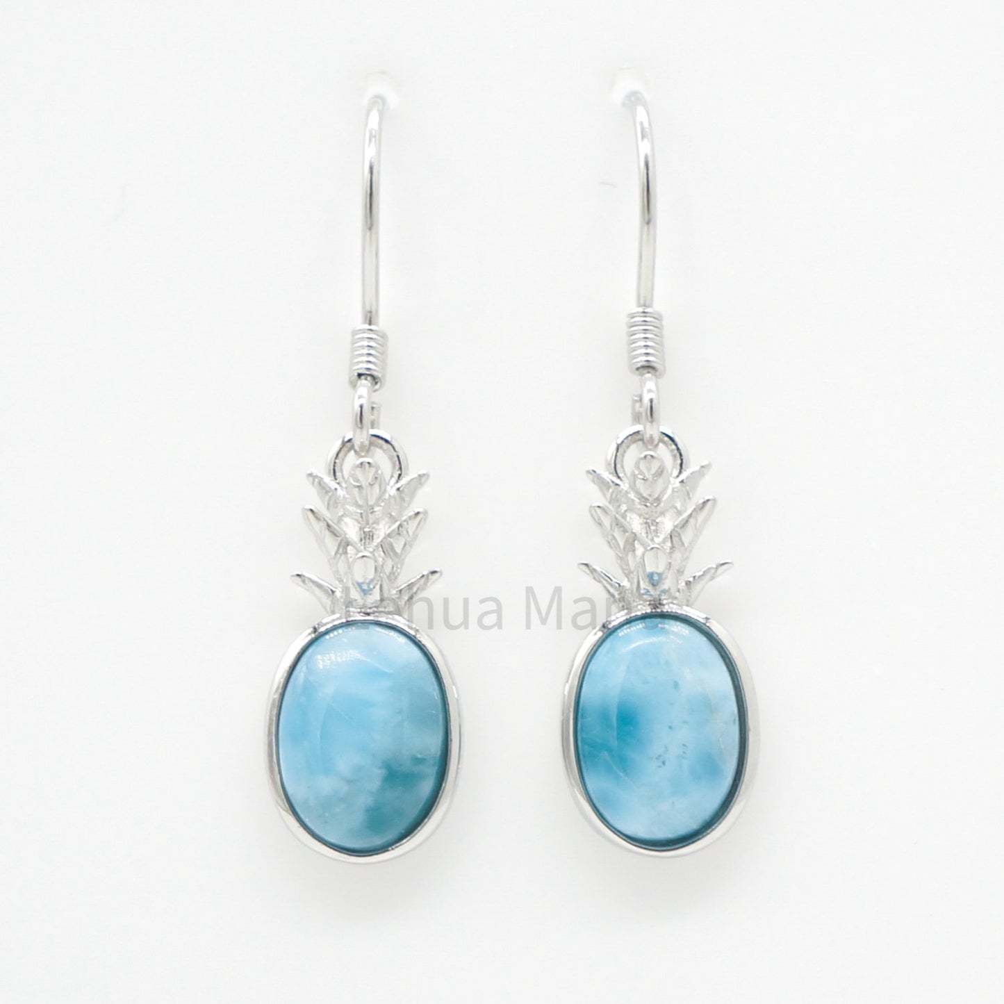 925 Silver Larimar Pineapple Earrings, Larimar Earrings, 925 Sterling Silver Jewelry, Pineapple Earrings