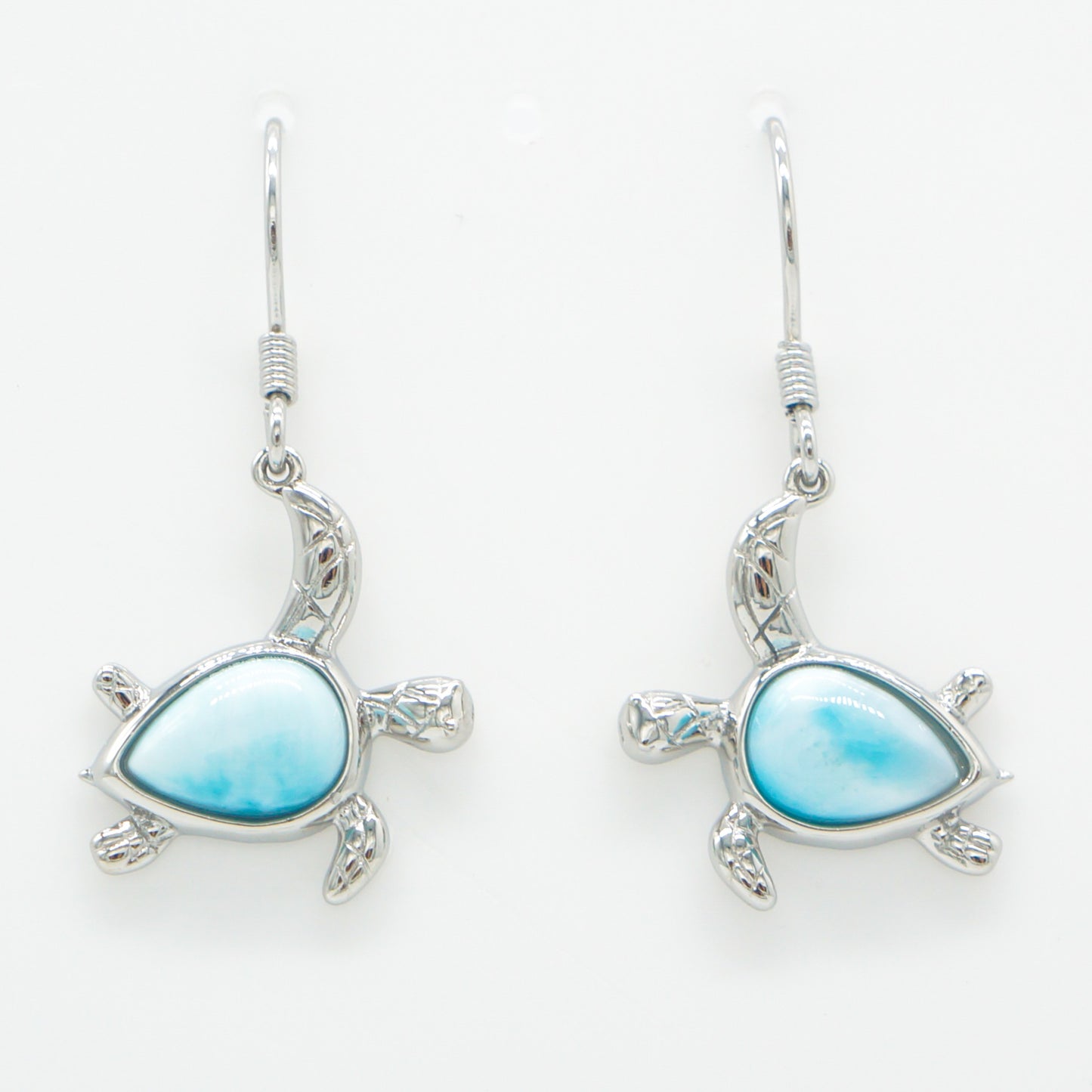 925 Silver Larimar Turtle Earrings, Larimar Earrings, 925 Sterling Silver Jewelry, Turtle Earrings