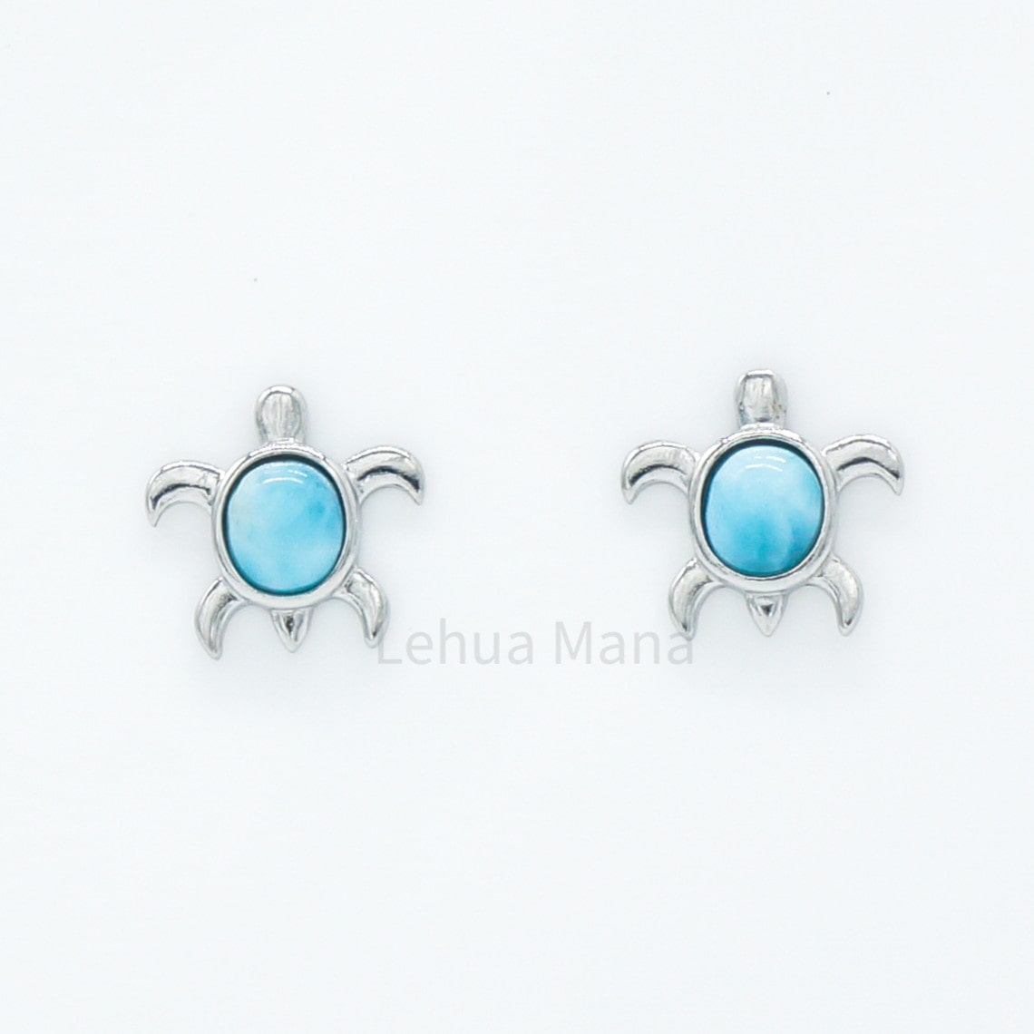 925 Silver Larimar Sea Turtle Earrings, Larimar Earrings, 925 Sterling Silver Jewelry, Sea Turtle Earrings, Stud Earrings