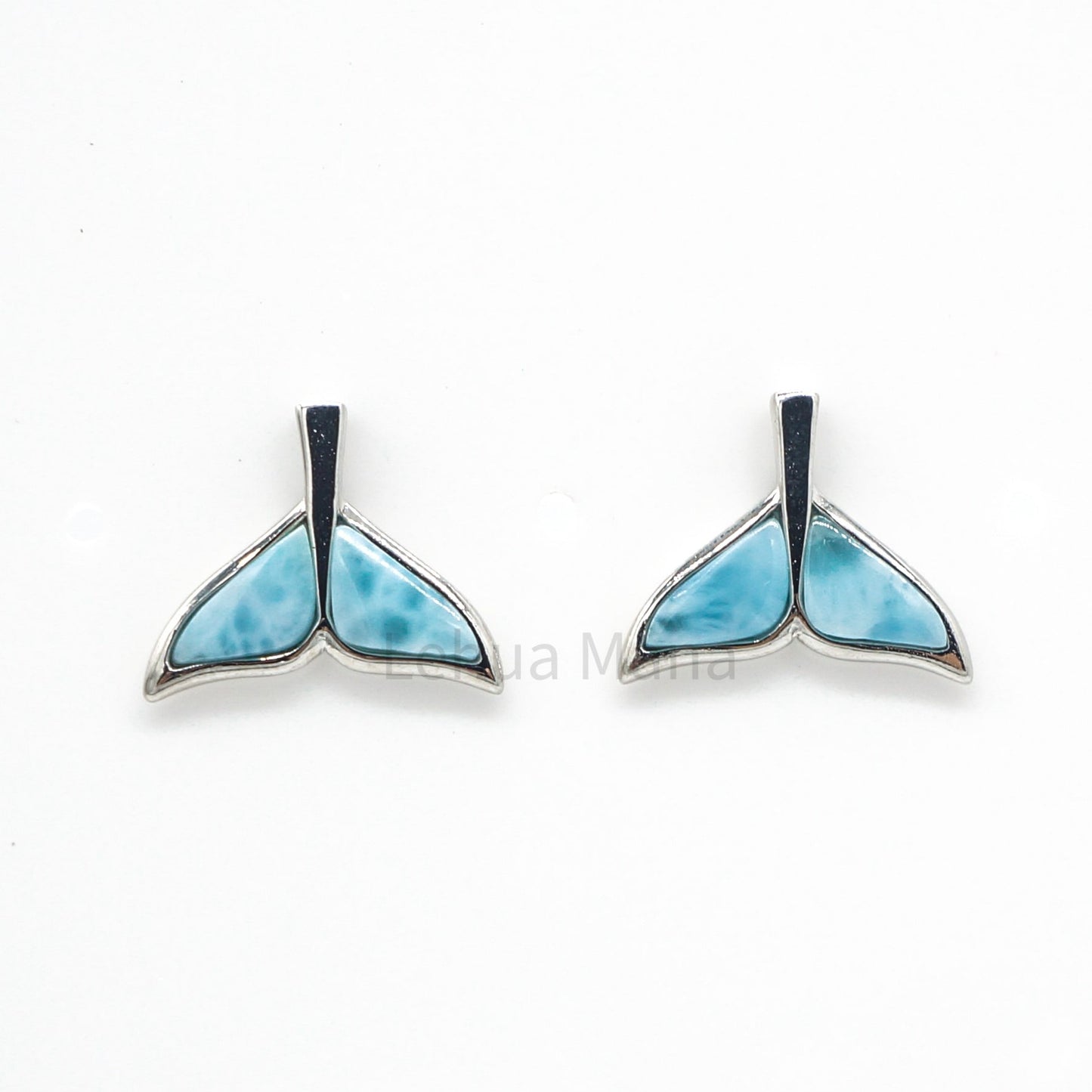 925 Silver Larimar Whale Tail Earrings, Larimar Earrings, 925 Sterling Silver Jewelry, Whale Tail Earrings, Stud Earrings