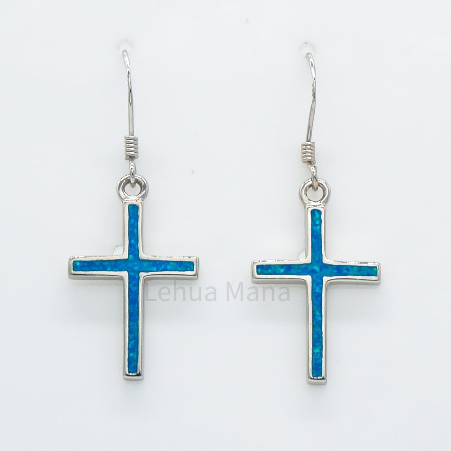925 Silver Opal Cross Dangle Earrings, Opal Earrings, 925 Sterling Silver Jewelry, Cross Earrings