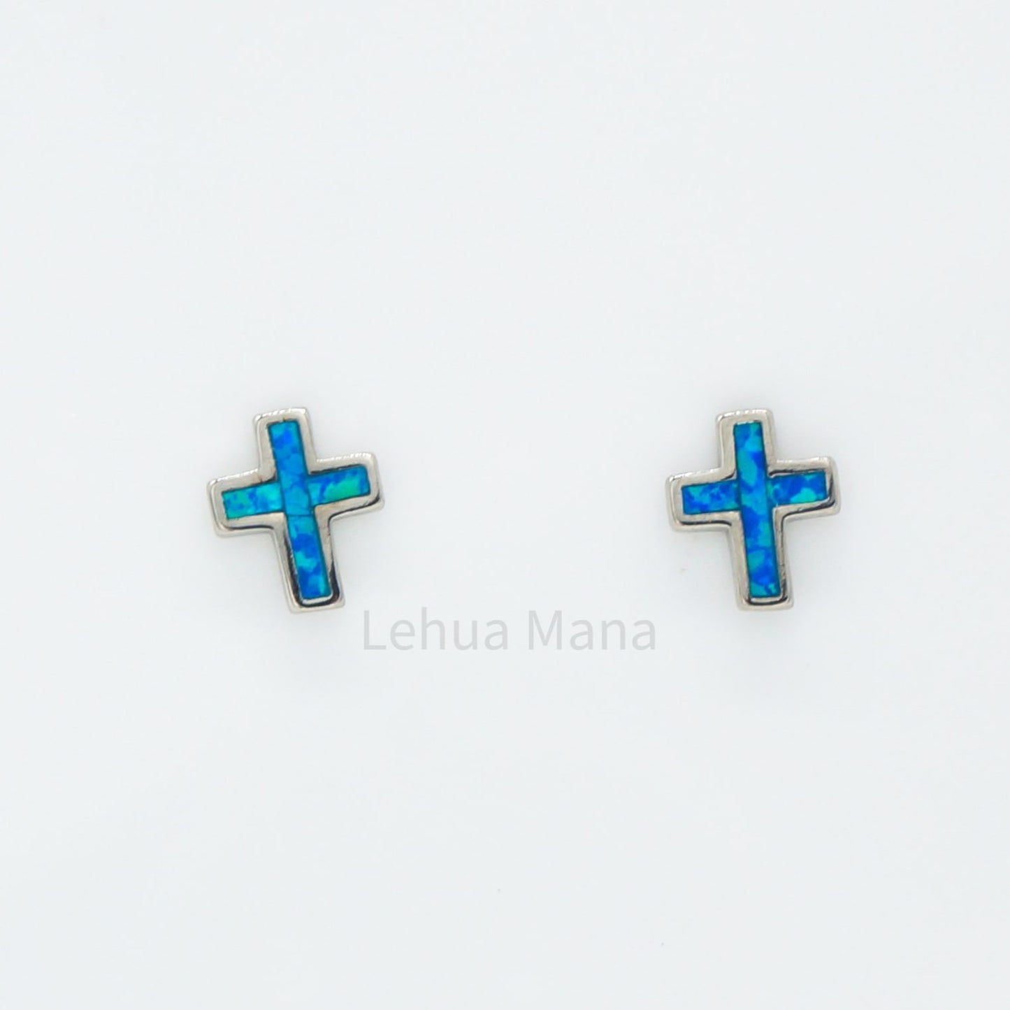 925 Silver Opal Cross Stud Earrings, Opal Earrings, 925 Sterling Silver Jewelry, Cross Earrings