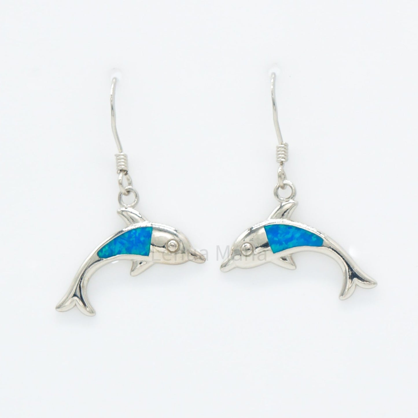 925 Silver Opal Dolphin Dangle Earrings, Opal Earrings, 925 Sterling Silver Jewelry, Dolphin Earrings