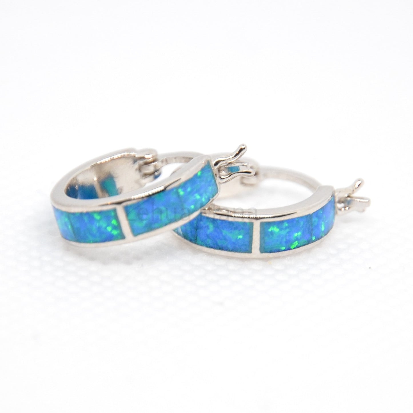 925 Silver Opal Hoop Earrings, Opal Earrings, 925 Sterling Silver Jewelry, Hoop Earrings