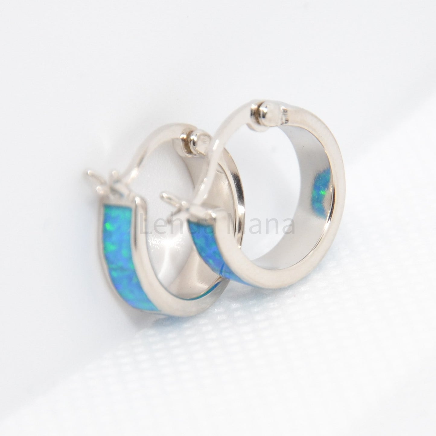 925 Silver Opal Hoop Earrings, Opal Earrings, 925 Sterling Silver Jewelry, Hoop Earrings