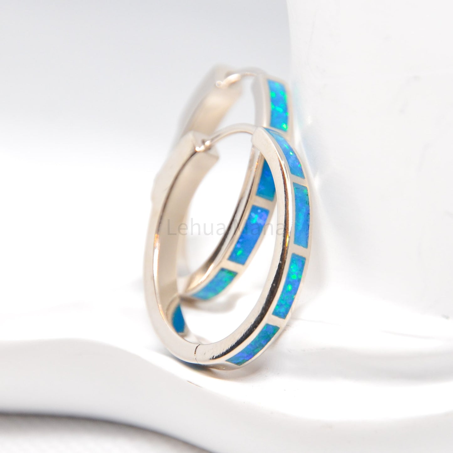 925 Silver Opal Hoop Earrings, Opal Earrings, 925 Sterling Silver Jewelry, Hoop Earrings