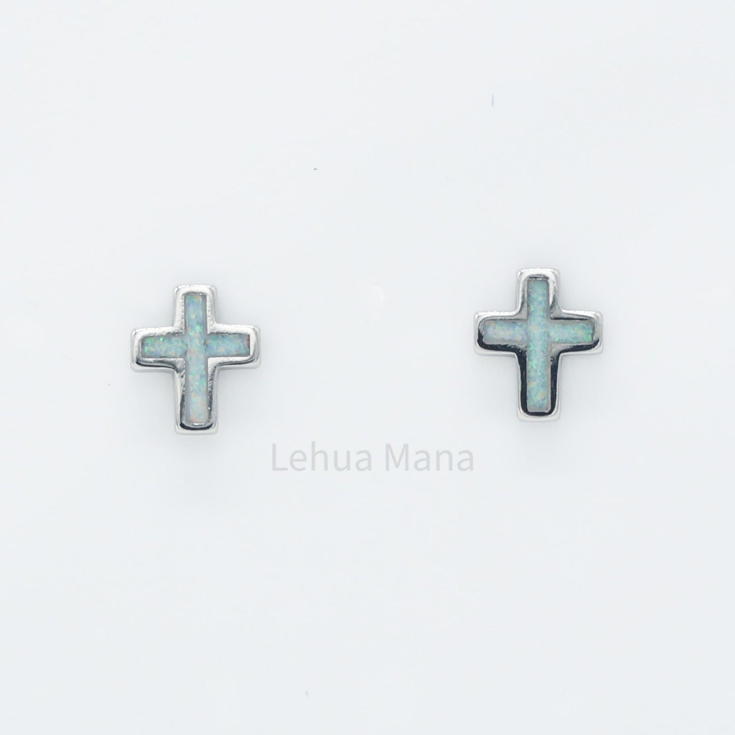 925 Silver White Opal Cross Stud Earrings, Opal Earrings, 925 Sterling Silver Jewelry, Cross Earrings