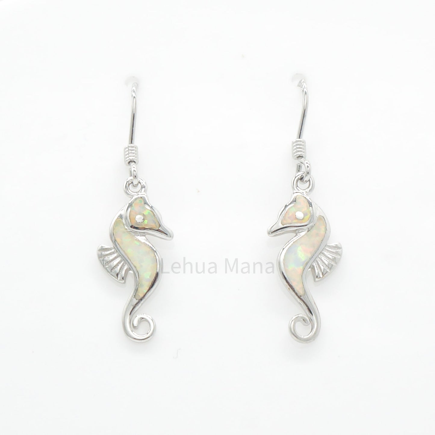 925 Silver White Opal Seahorse Dangle Earrings, Opal Earrings, 925 Sterling Silver Jewelry, Seahorse Earrings