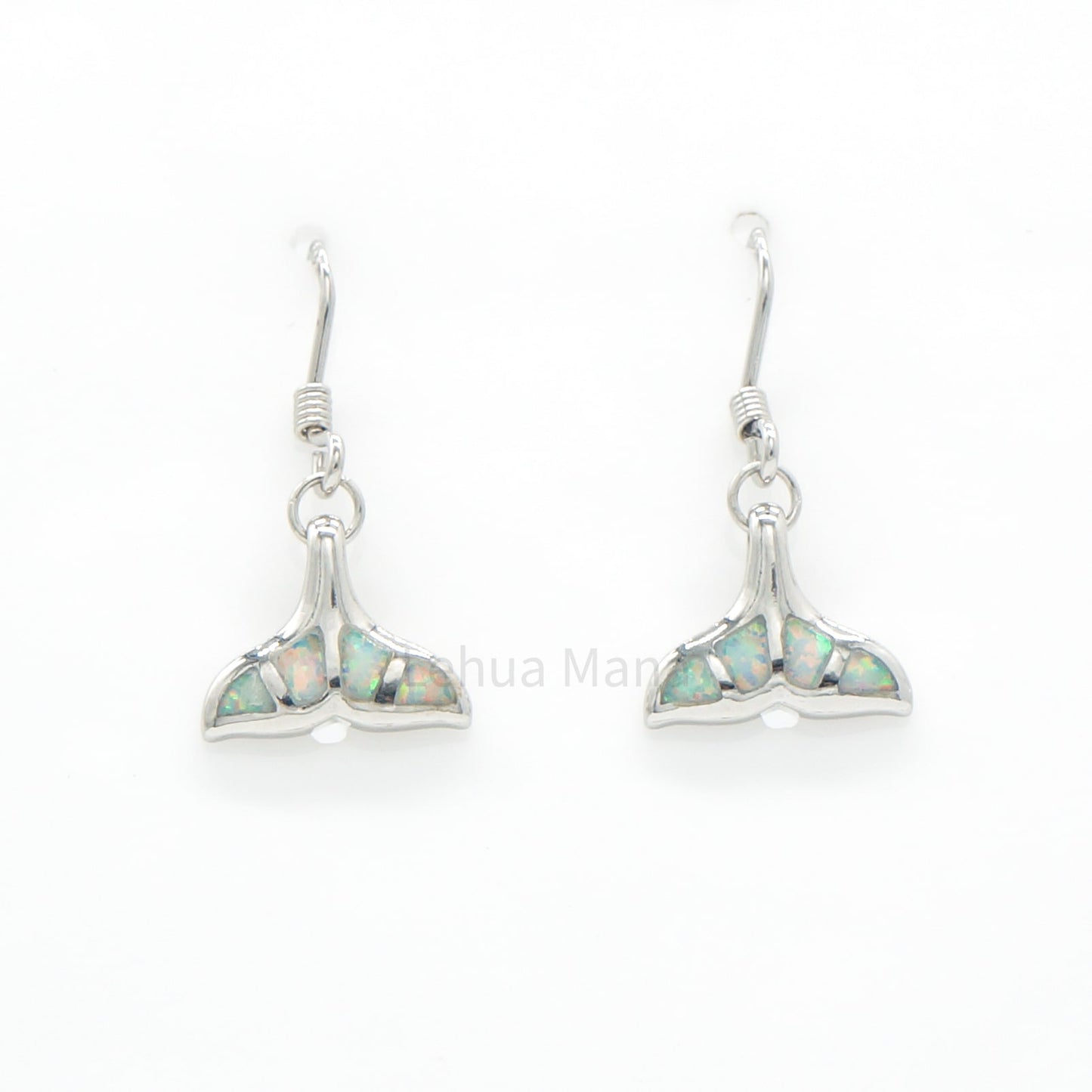 925 Silver White Opal Whale Tail Dangle Earrings, Opal Earrings, 925 Sterling Silver Jewelry, Whale Tail Earrings