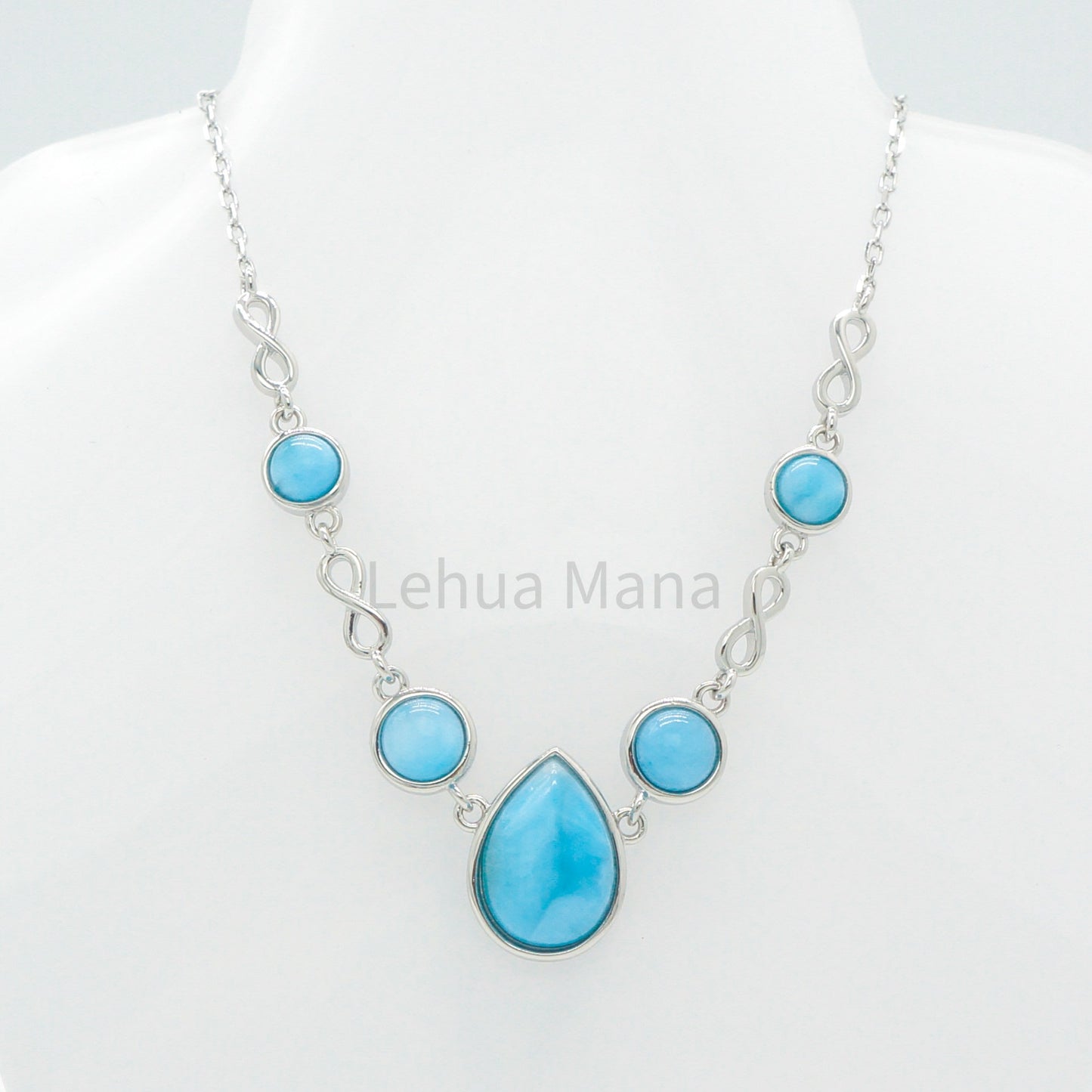 925 Silver Larimar Raindrop Necklace, Larimar Necklace, 925 Sterling Silver Jewelry, Raindrop Necklace