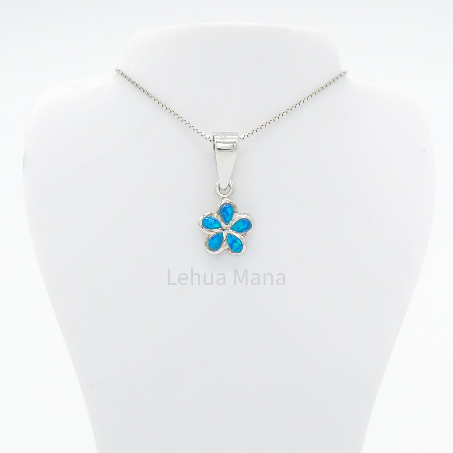 925 Sterling Silver Blue Opal 8mm Flower Pendant Necklace, Opal Necklace, 925 Sterling Silver Jewelry, 8mm Flower Necklace