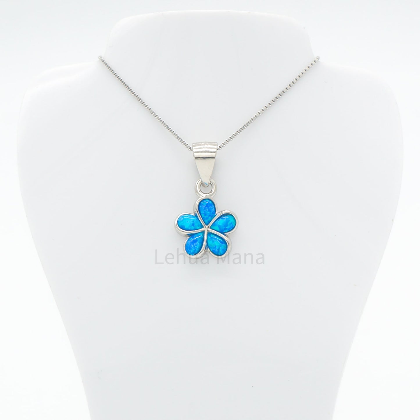 925 Sterling Silver Blue Opal 10mm Flower Pendant Necklace, Opal Necklace, 925 Sterling Silver Jewelry, 10mm Flower Necklace