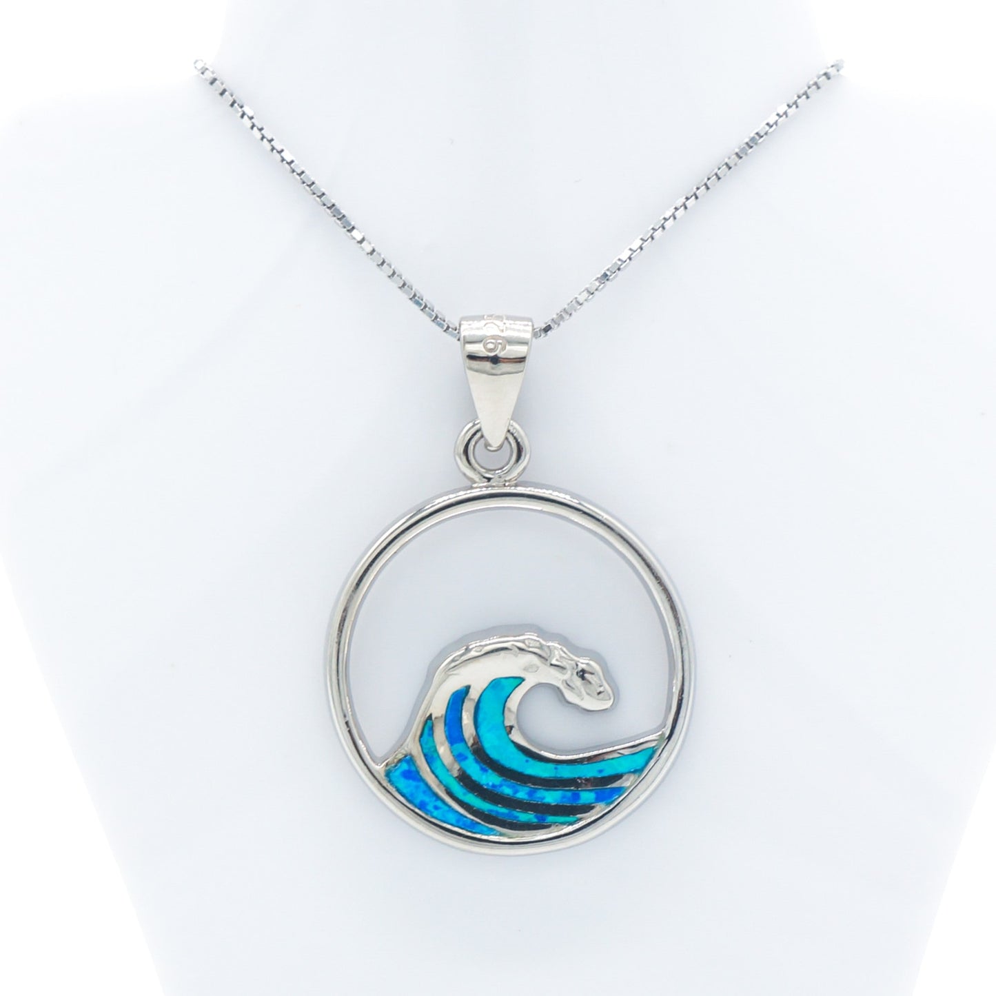 925 Silver Opal Round Wave Necklace, Opal Necklace, 925 Sterling Silver Jewelry, Round Wave Necklace
