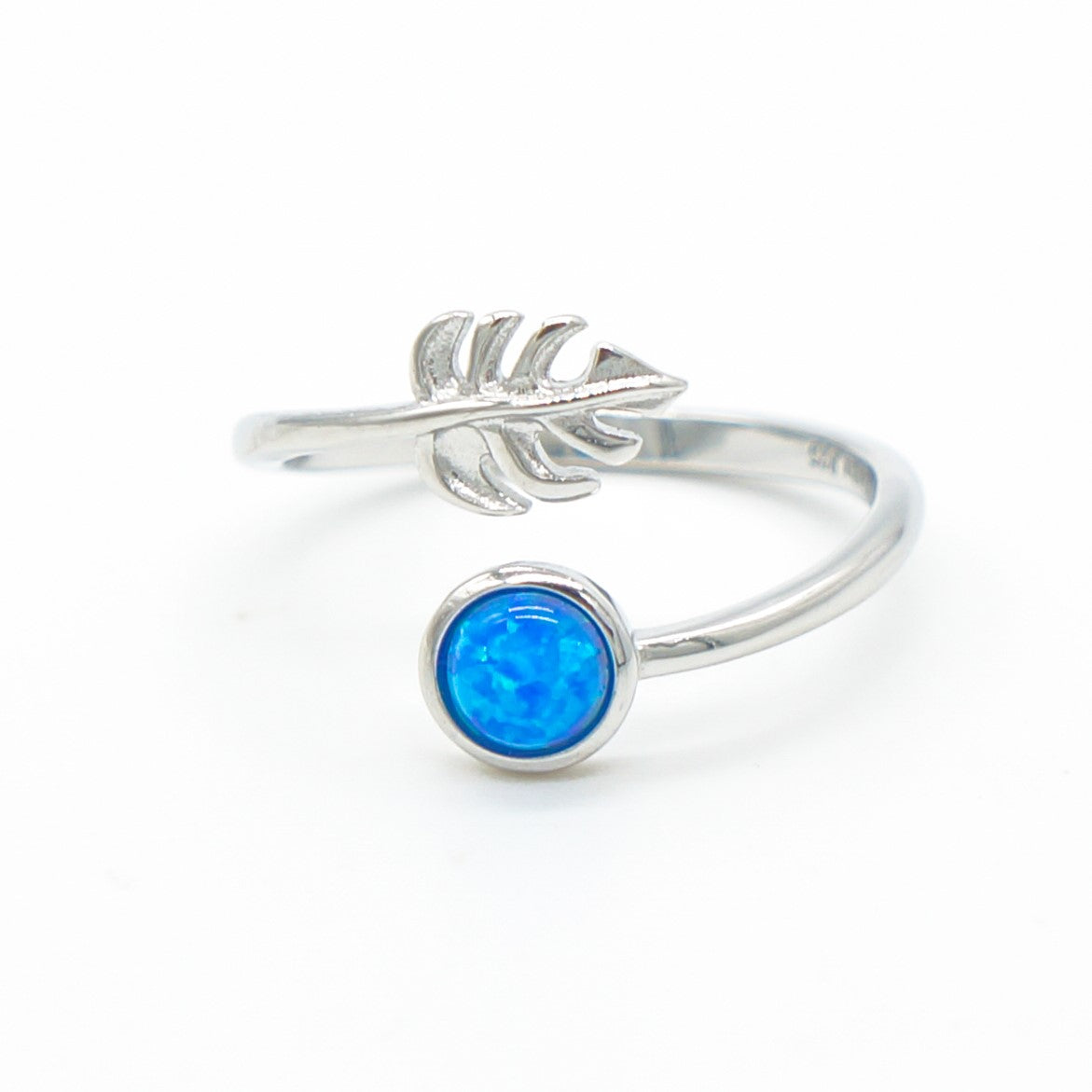 925 Silver Adjustable Opal Monstera Ring, Opal Adjustable Ring, 925 Sterling Silver Jewelry, Monstera Ring