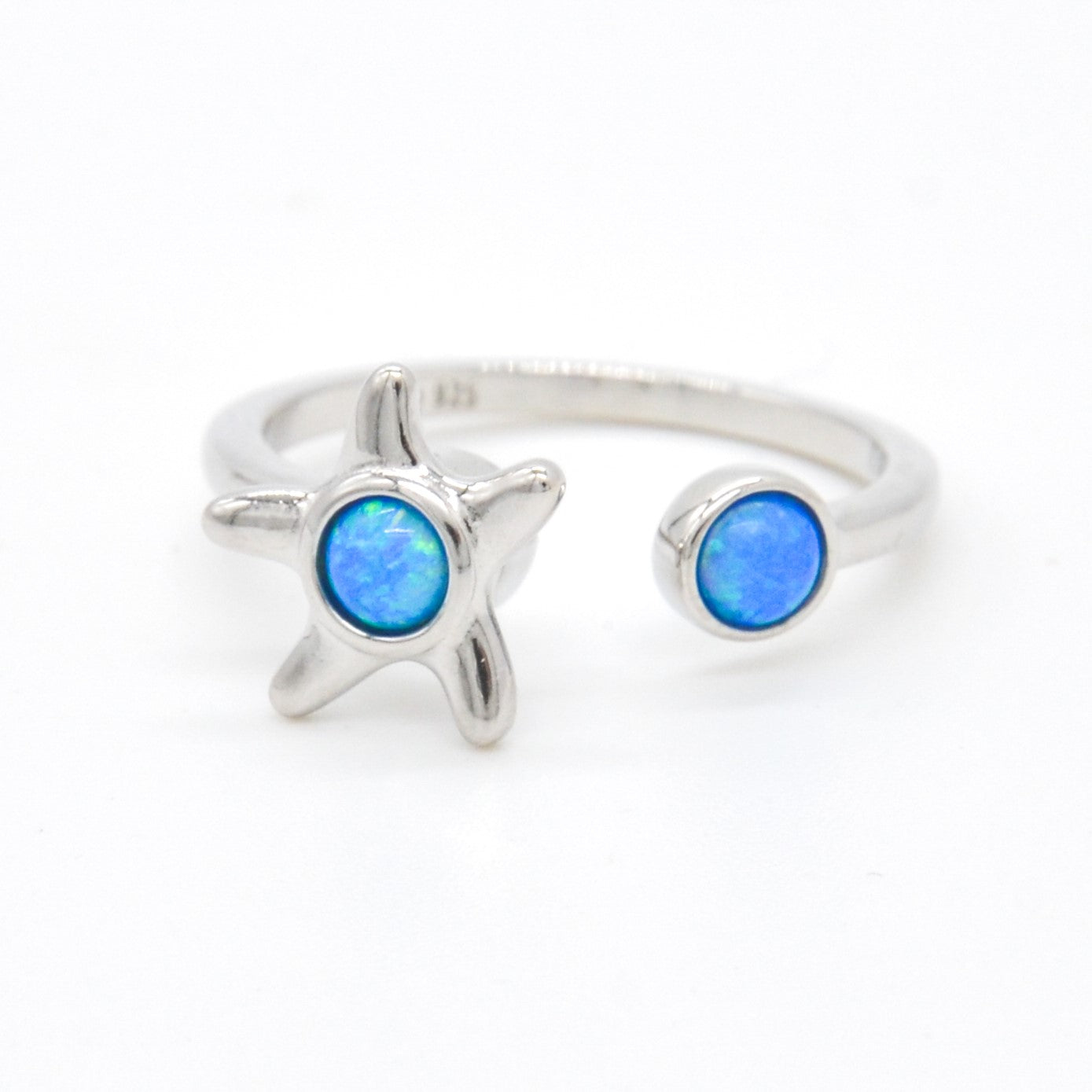 925 Silver Adjustable Opal Starfish Ring, Opal Adjustable Spinner Ring, 925 Sterling Silver Jewelry, Starfish Ring