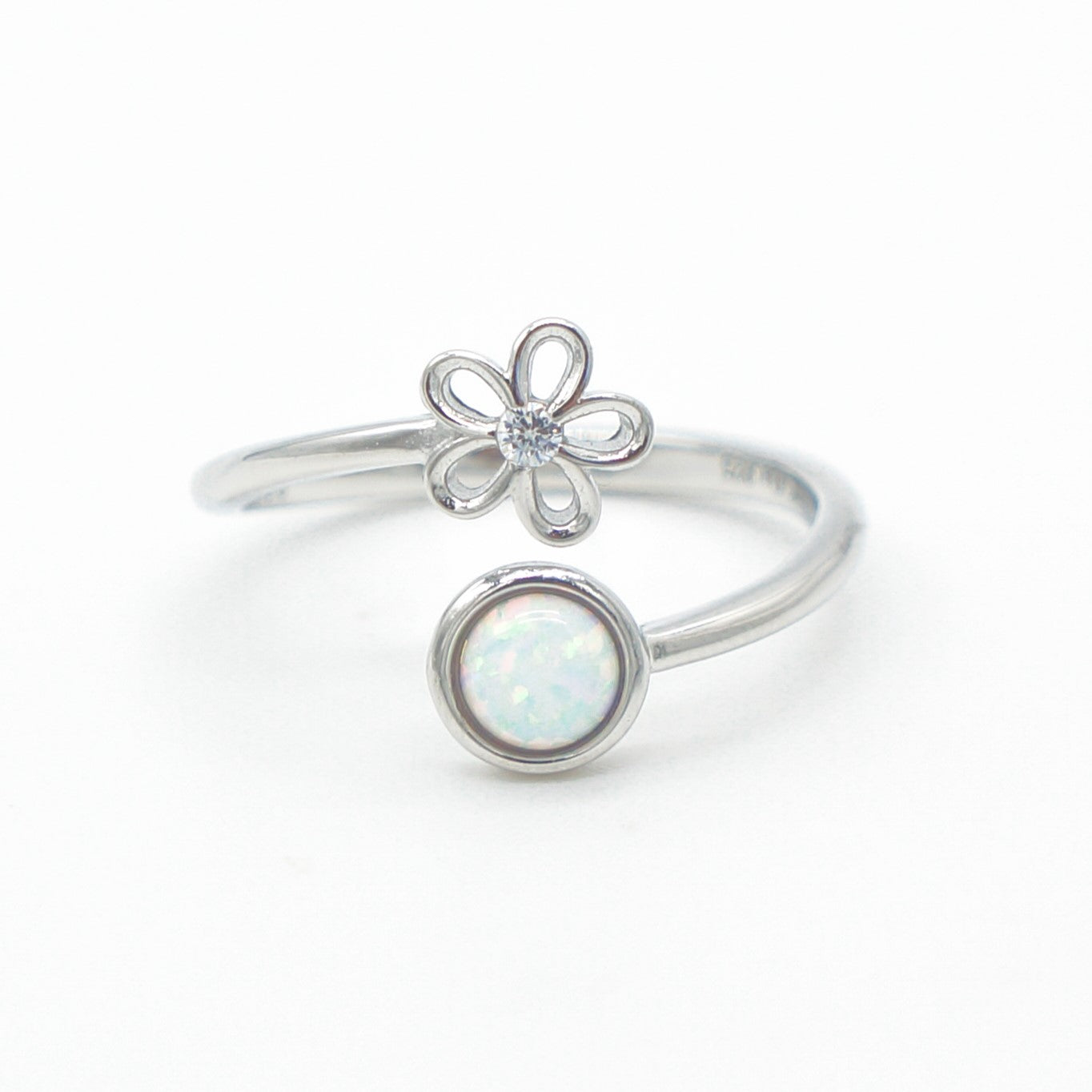 925 Silver Adjustable Opal Flower Ring, Opal Adjustable Ring, 925 Sterling Silver Jewelry, Flower Ring