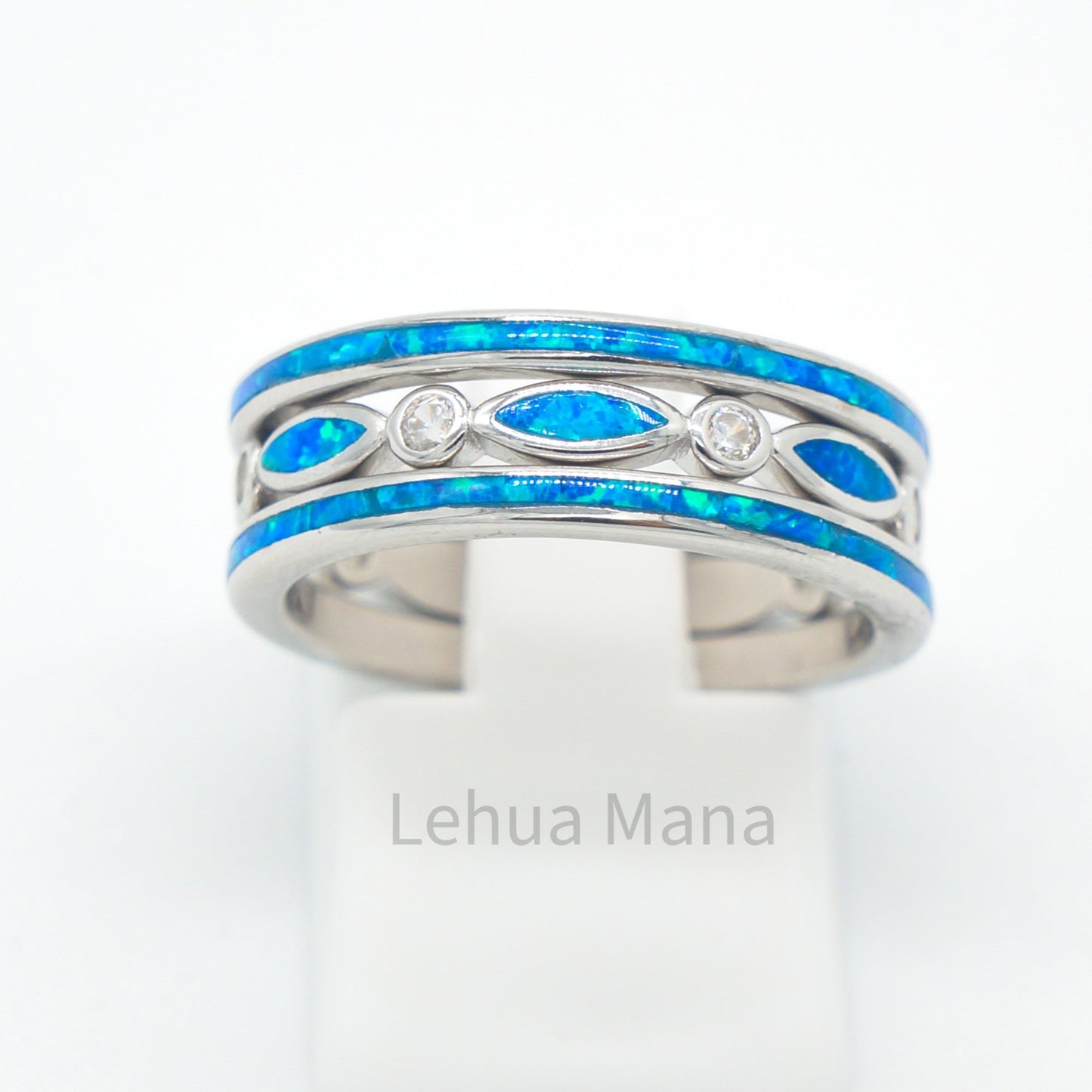 925 Silver Opal 2mm Eternity CZ Ring, Sterling Silver Ring, Opal Ring, 925 Sterling Silver Jewelry, Eternity CZ Ring