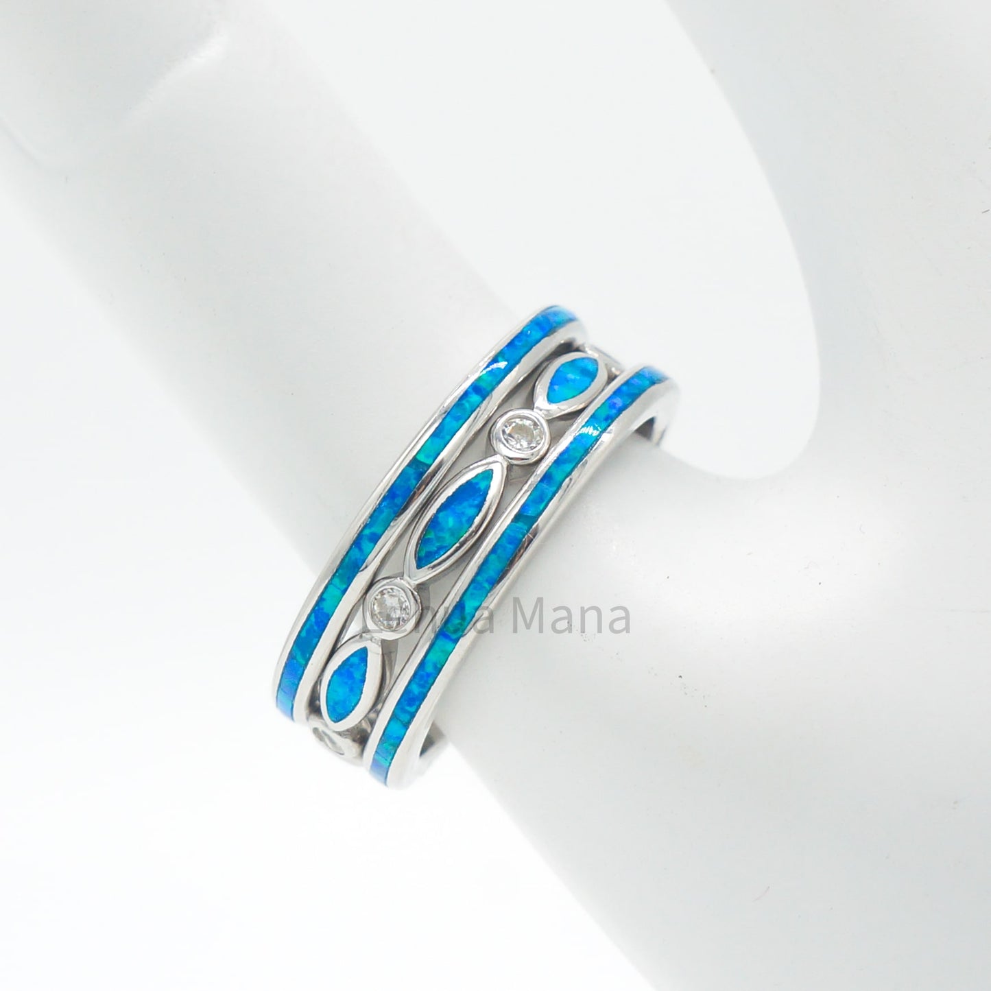 925 Silver Opal 2mm Eternity CZ Ring, Sterling Silver Ring, Opal Ring, 925 Sterling Silver Jewelry, Eternity CZ Ring