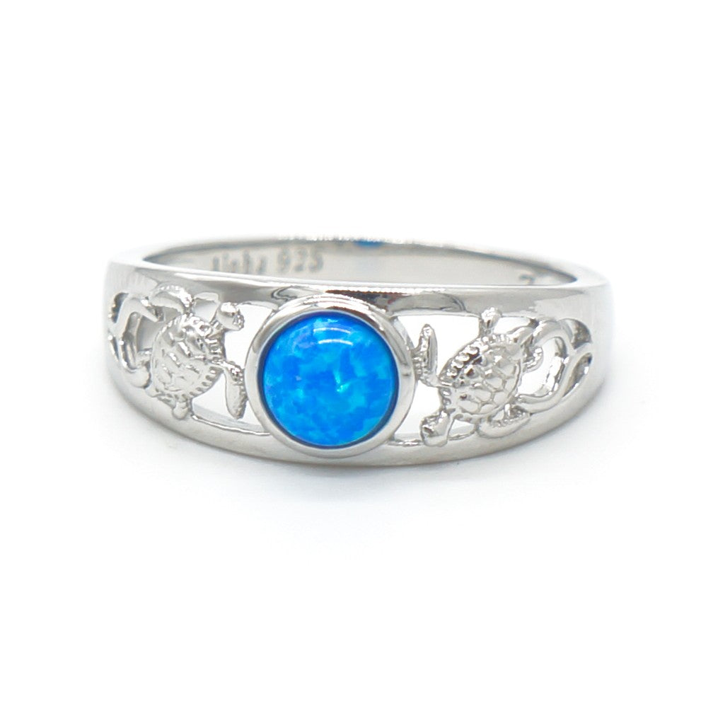 925 Silver Opal Turtle Moon Ring, Opal Ring, 925 Sterling Silver Jewelry, Turtle Ring