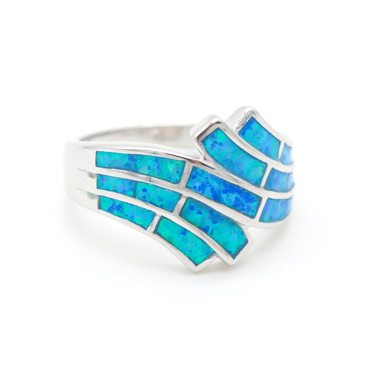 925 Silver Opal Wave Ring, Opal Ring, 925 Sterling Silver Jewelry, Wave Ring