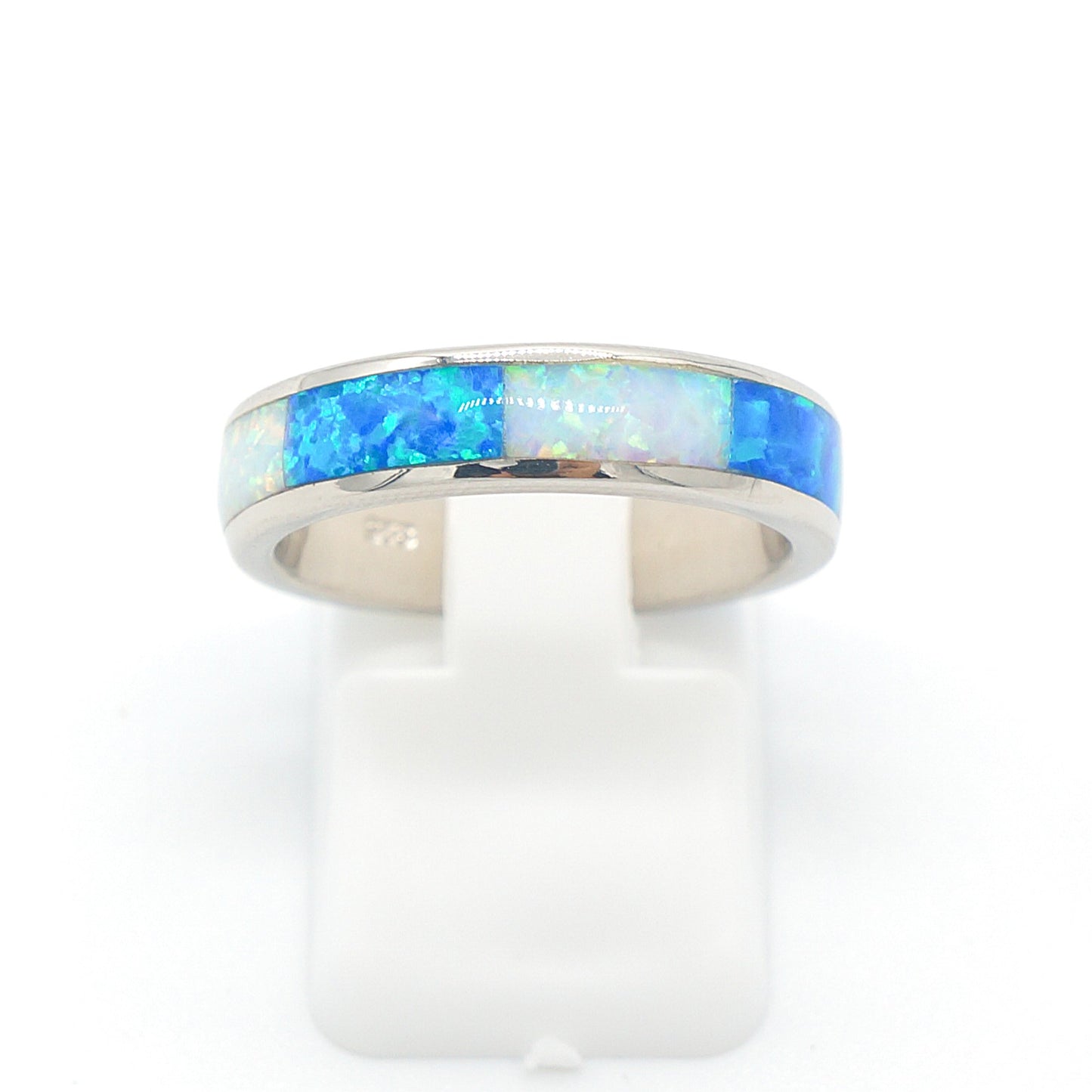 925 Silver Opal 5mm Band Ring, Opal Ring, 925 Sterling Silver Jewelry, Band Ring