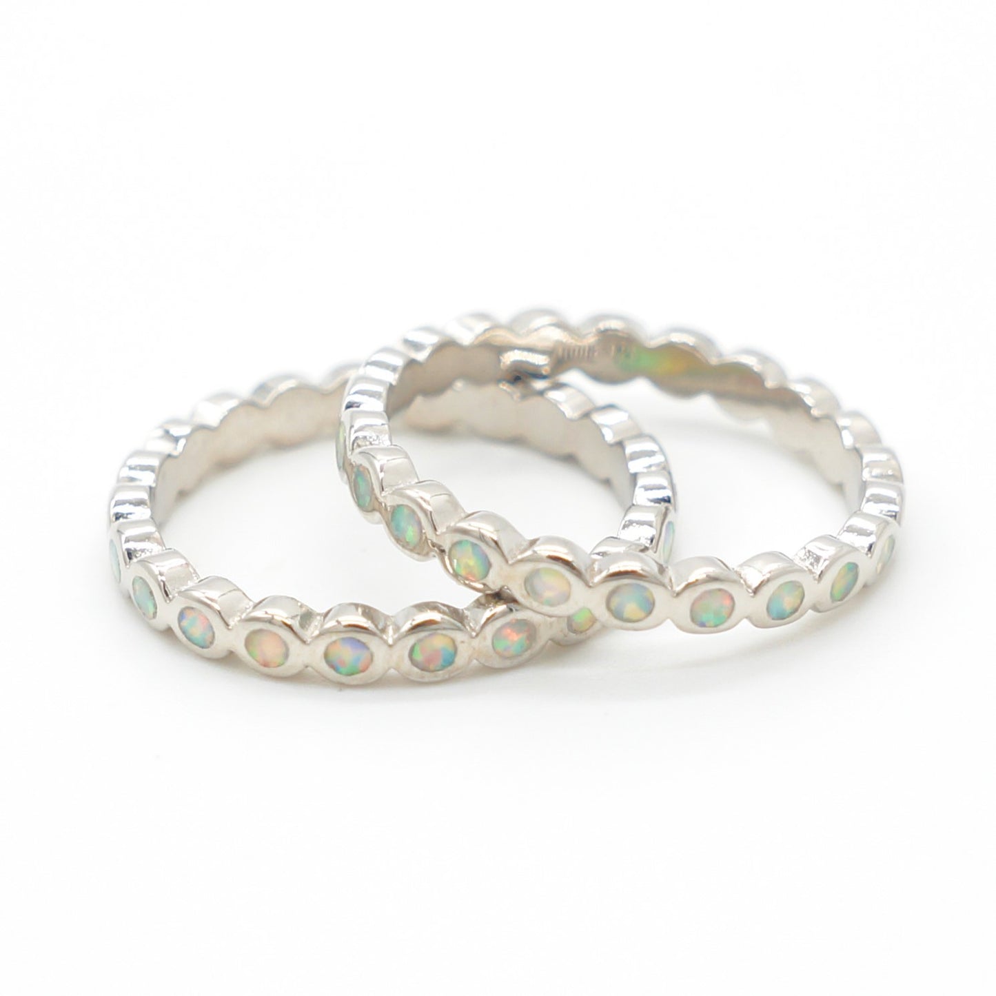 925 Silver Opal Eternity Ring, Opal Ring, 925 Sterling Silver Jewelry, Eternity Ring