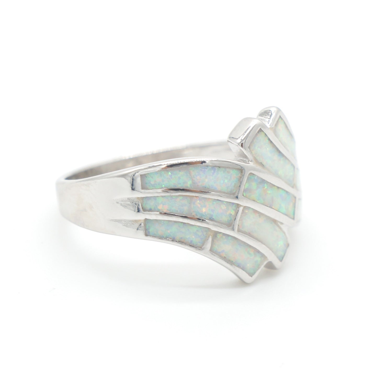 925 Silver Opal Wave Ring, Opal Ring, 925 Sterling Silver Jewelry, Wave Ring