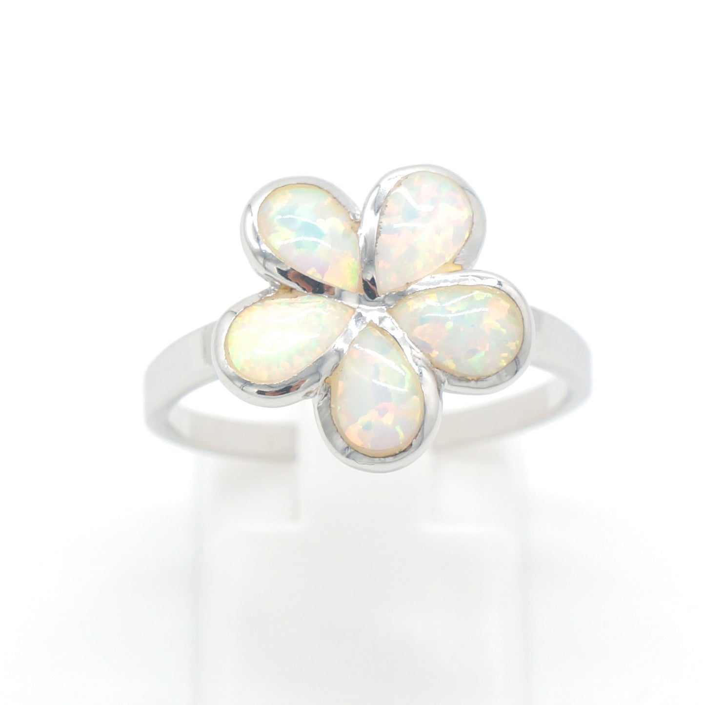 925 Silver Opal Flower Ring, Opal Ring, 925 Sterling Silver Jewelry, Flower Ring