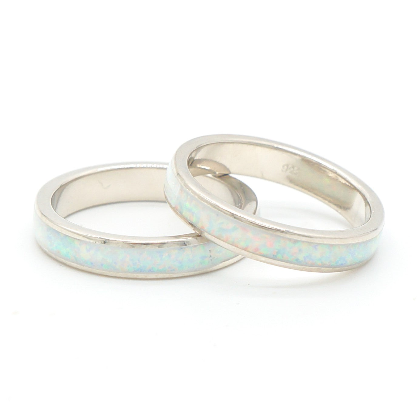 925 Silver Opal 4mm Band Ring, Opal Ring, 925 Sterling Silver Jewelry, Band Ring