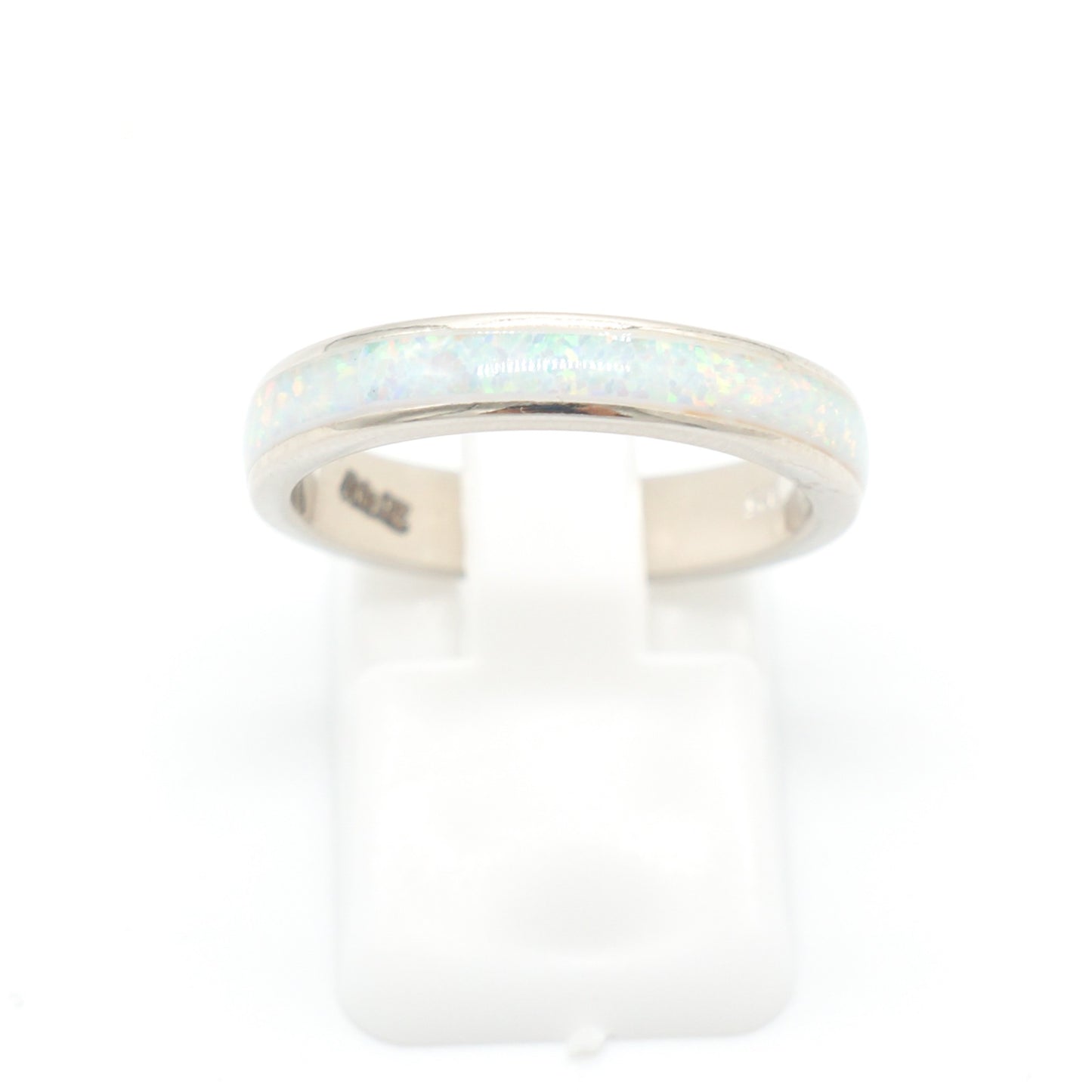 925 Silver Opal 4mm Band Ring, Opal Ring, 925 Sterling Silver Jewelry, Band Ring