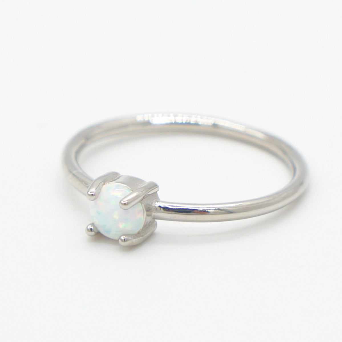 925 Silver Opal 5mm Band Ring, Opal Ring, 925 Sterling Silver Jewelry, Band Ring